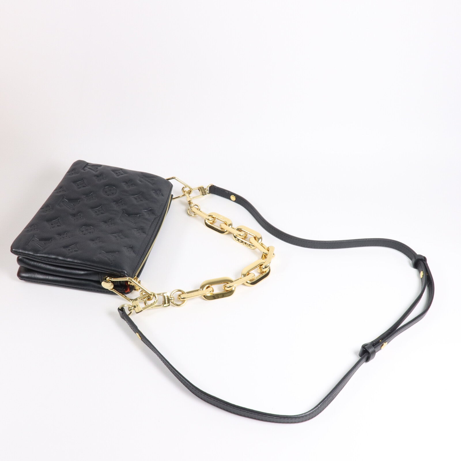 LOUIS VUITTON Monogram Embossed Coussin BB鏈帶手挽肩背兩用袋