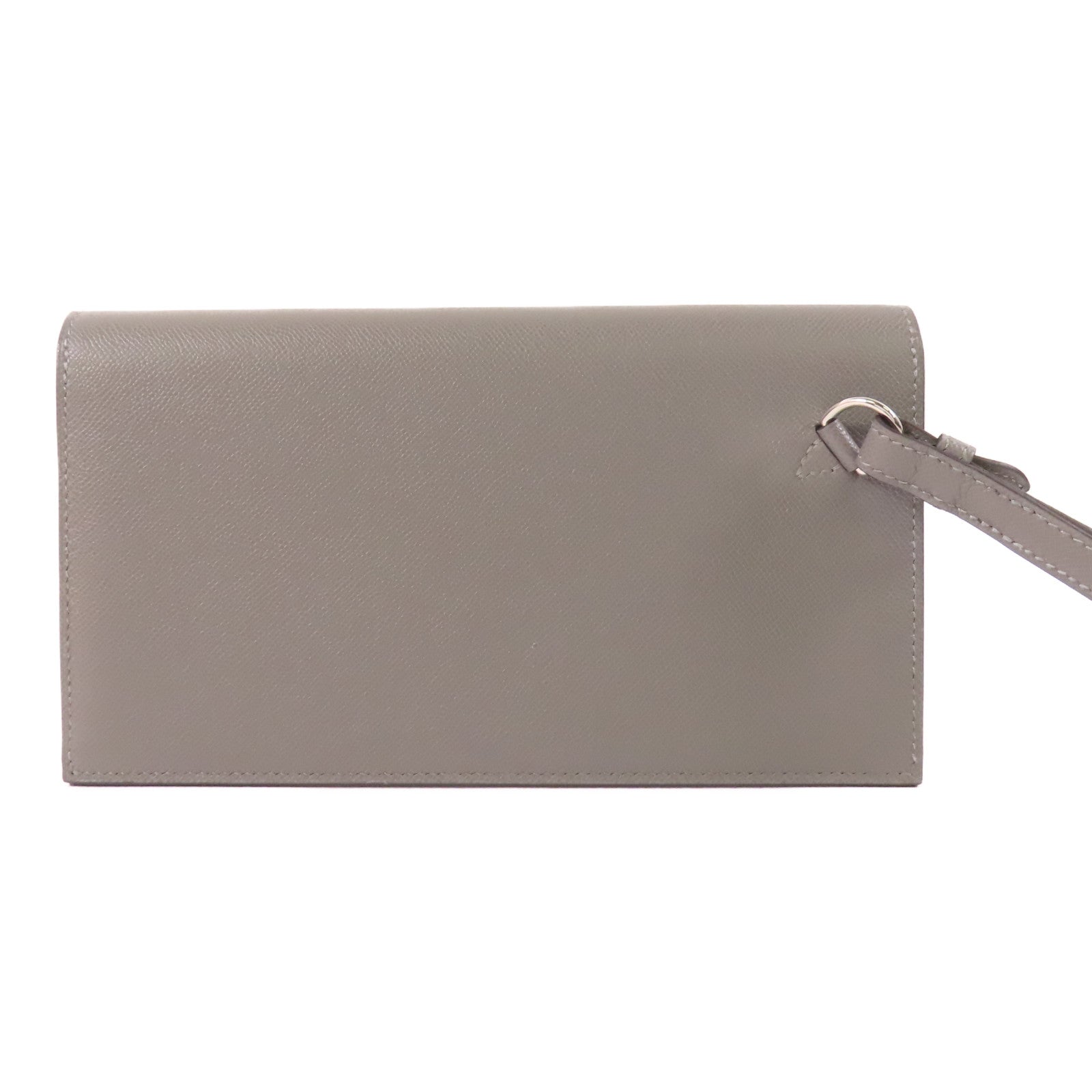 HERMES Madame皮革Kelly Pocket Long Wallet銀扣長錢包Gris Meyer