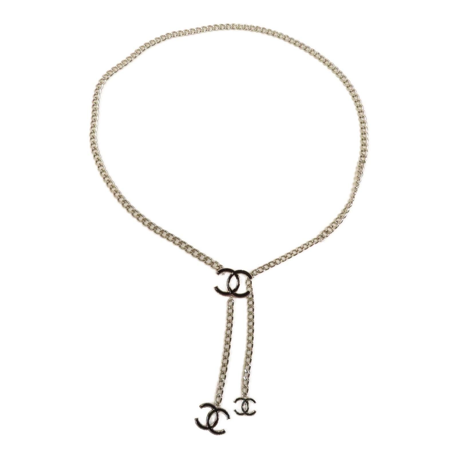 CHANEL 金屬Chain Belt腰帶銀色/黑色