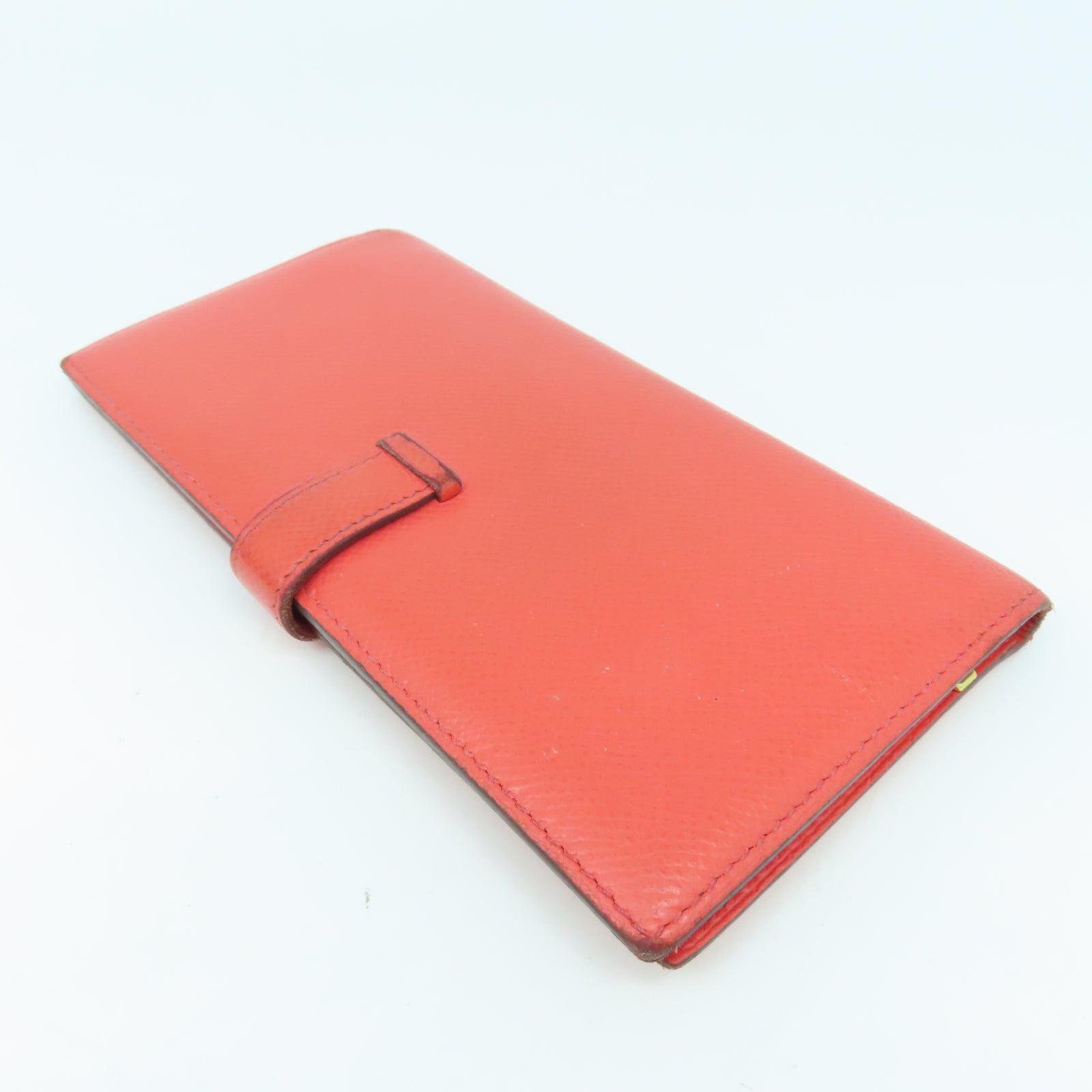 HERMES 【清倉大減價】Veau Epsom皮革Bearn Wallet金扣長錢包橙色