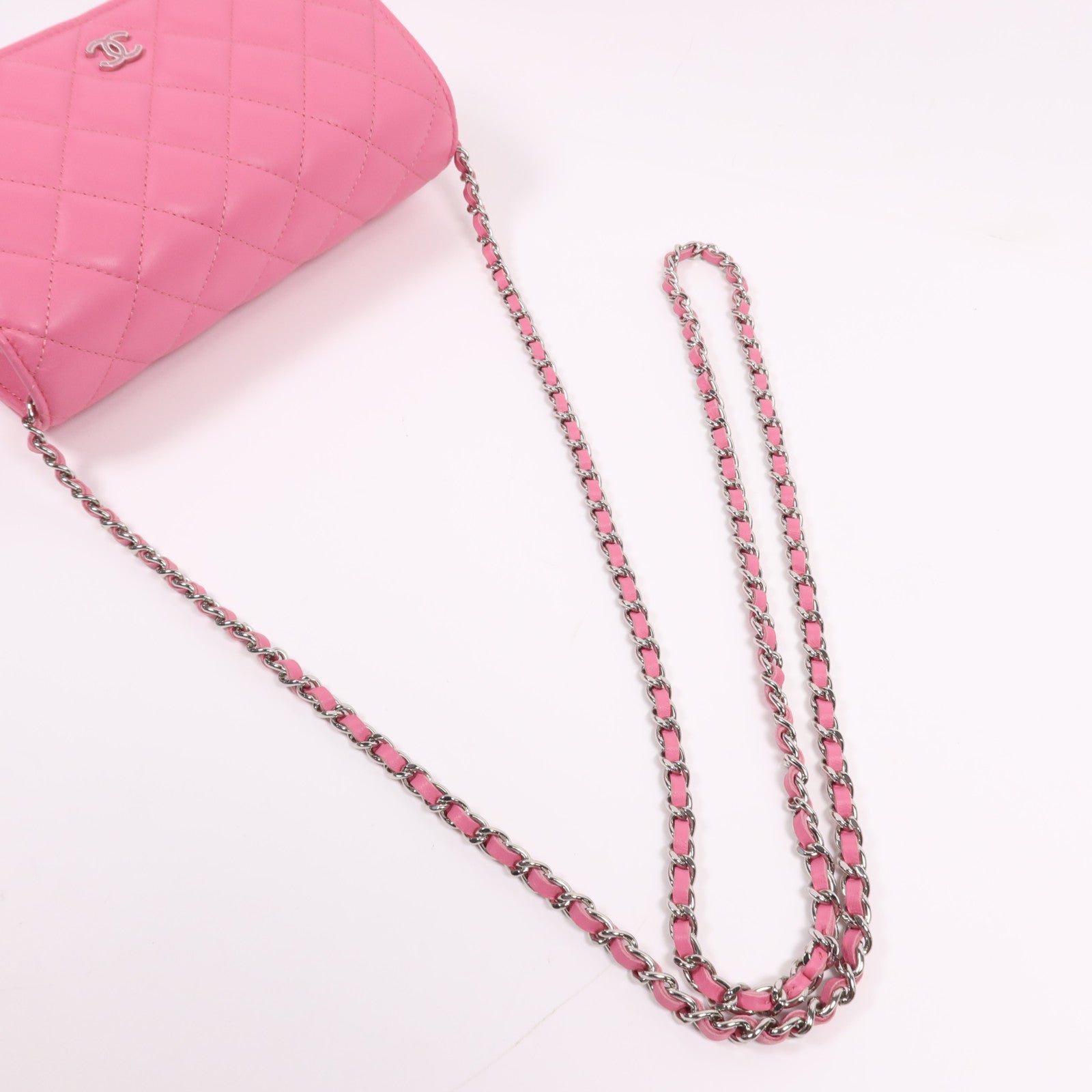 CHANEL 羊皮皮革WOC Wallet On Chain銀扣鏈帶肩背袋