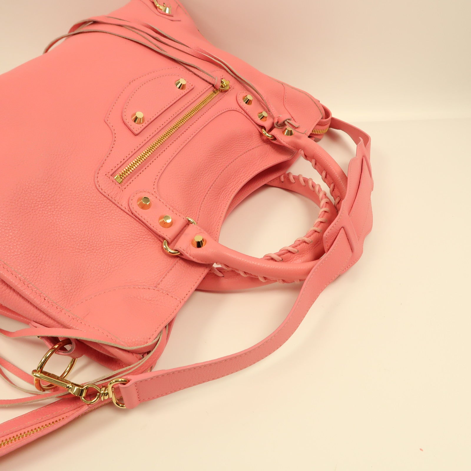 BALENCIAGA 牛皮皮革Le City Bag金扣手挽肩背兩用袋粉紅色