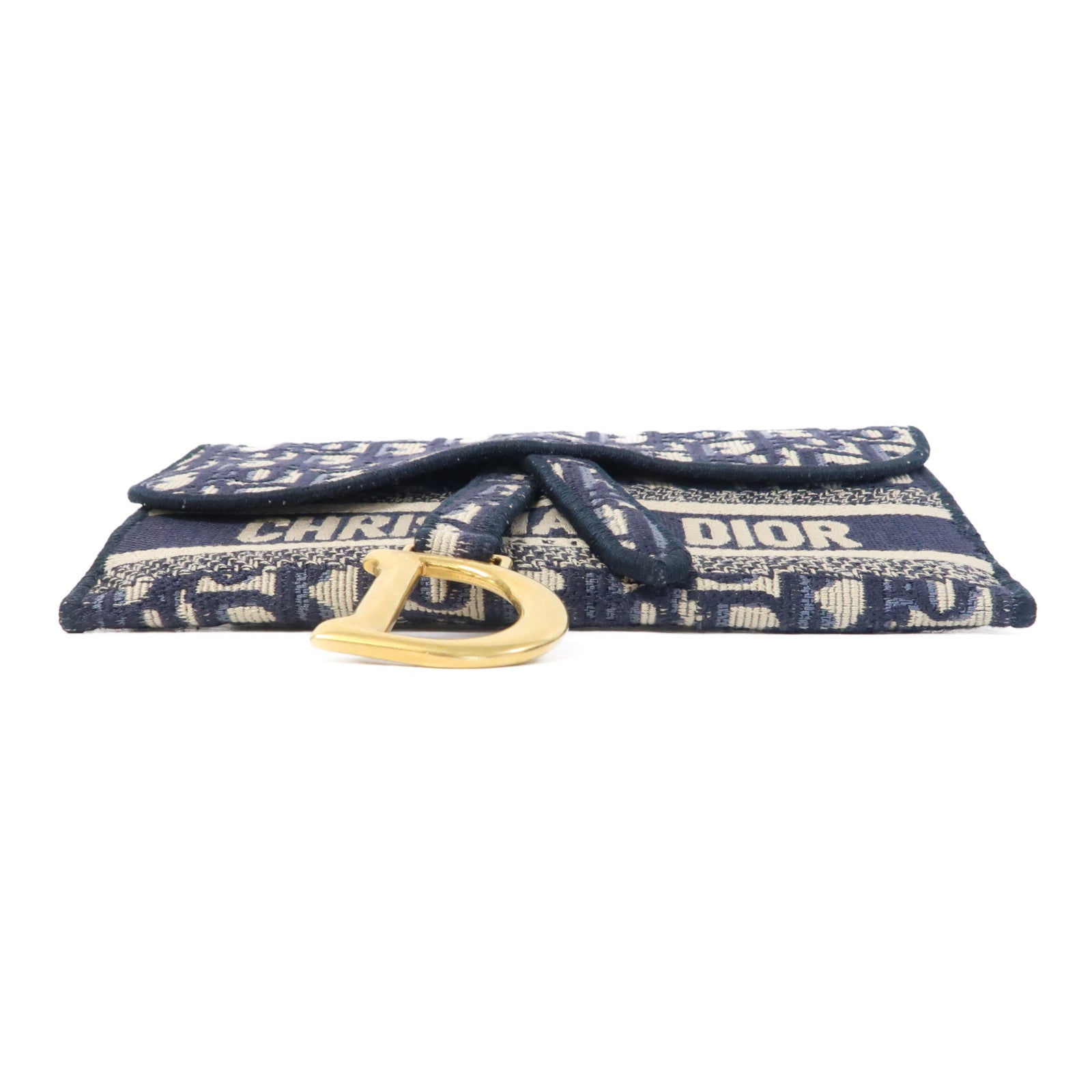 Dior 帆布Saddle Slim金扣肩背袋藍色