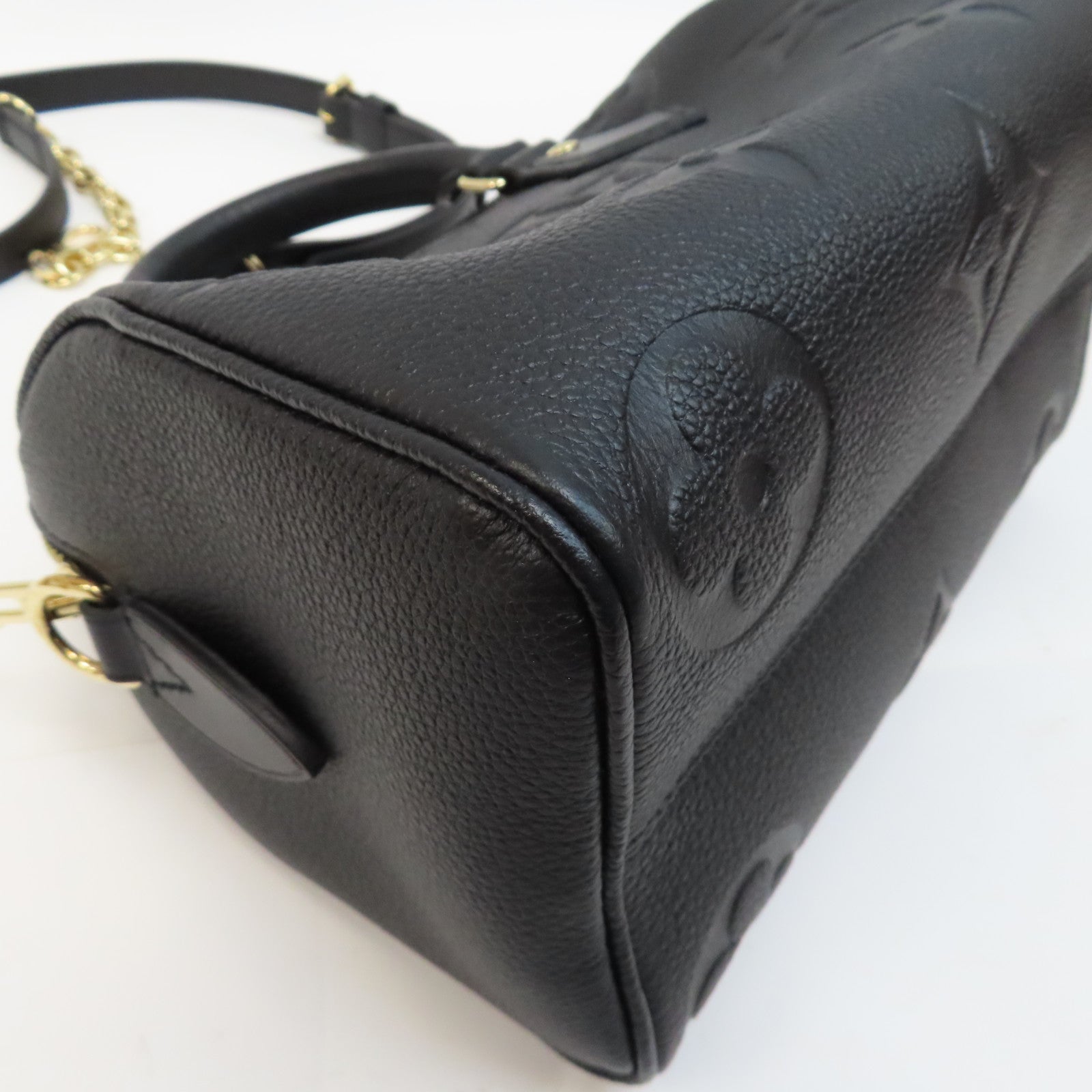 LOUIS VUITTON Monogram Empreinte Speedy Bandouliere 20金釦手挽肩背兩用袋黑色
