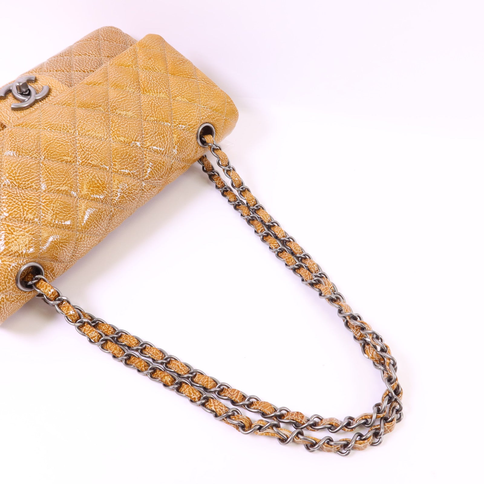 CHANEL 牛皮皮革Shoulder Bag銀扣鏈帶肩背袋