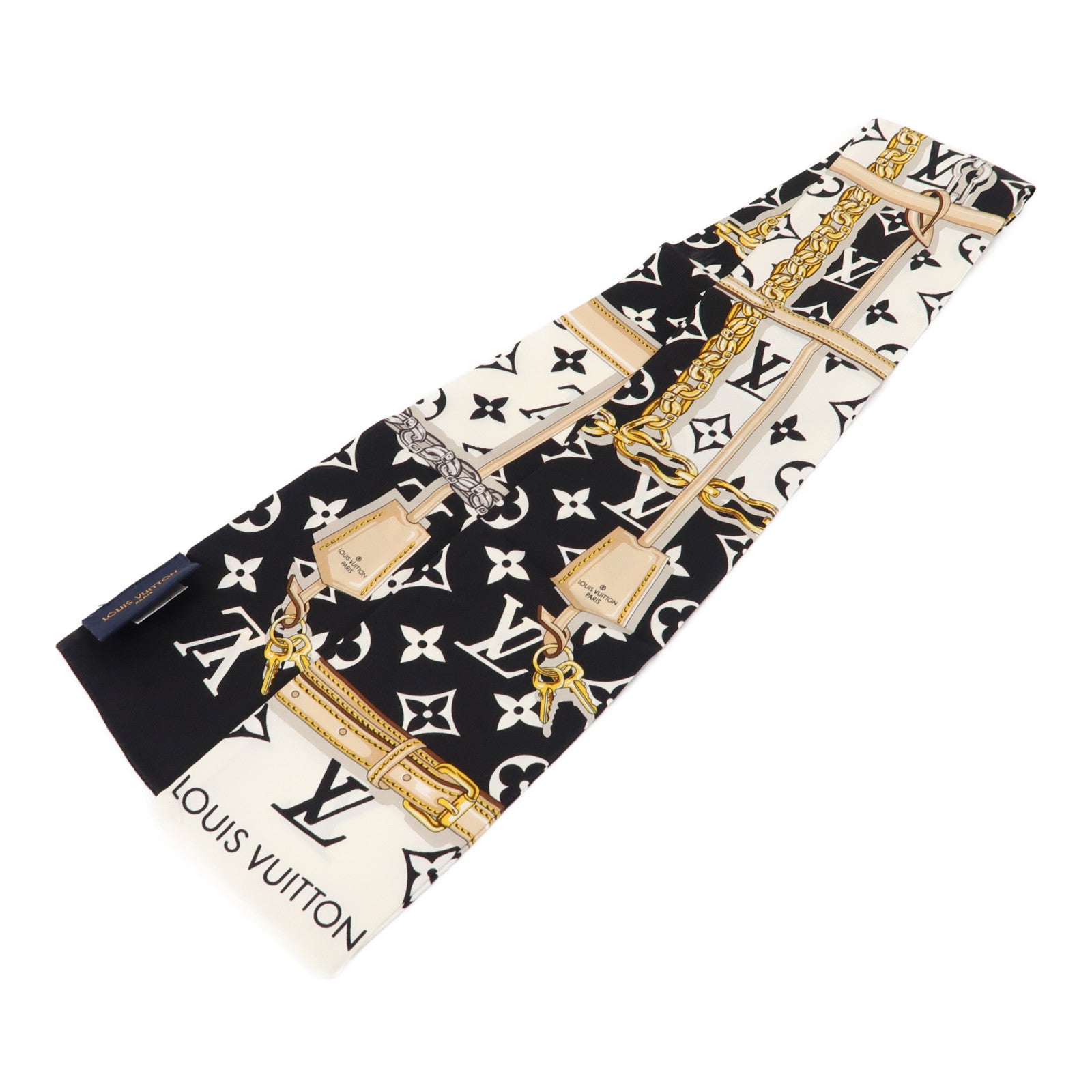 LOUIS VUITTON 絲質Scarf絲巾黑色/白色