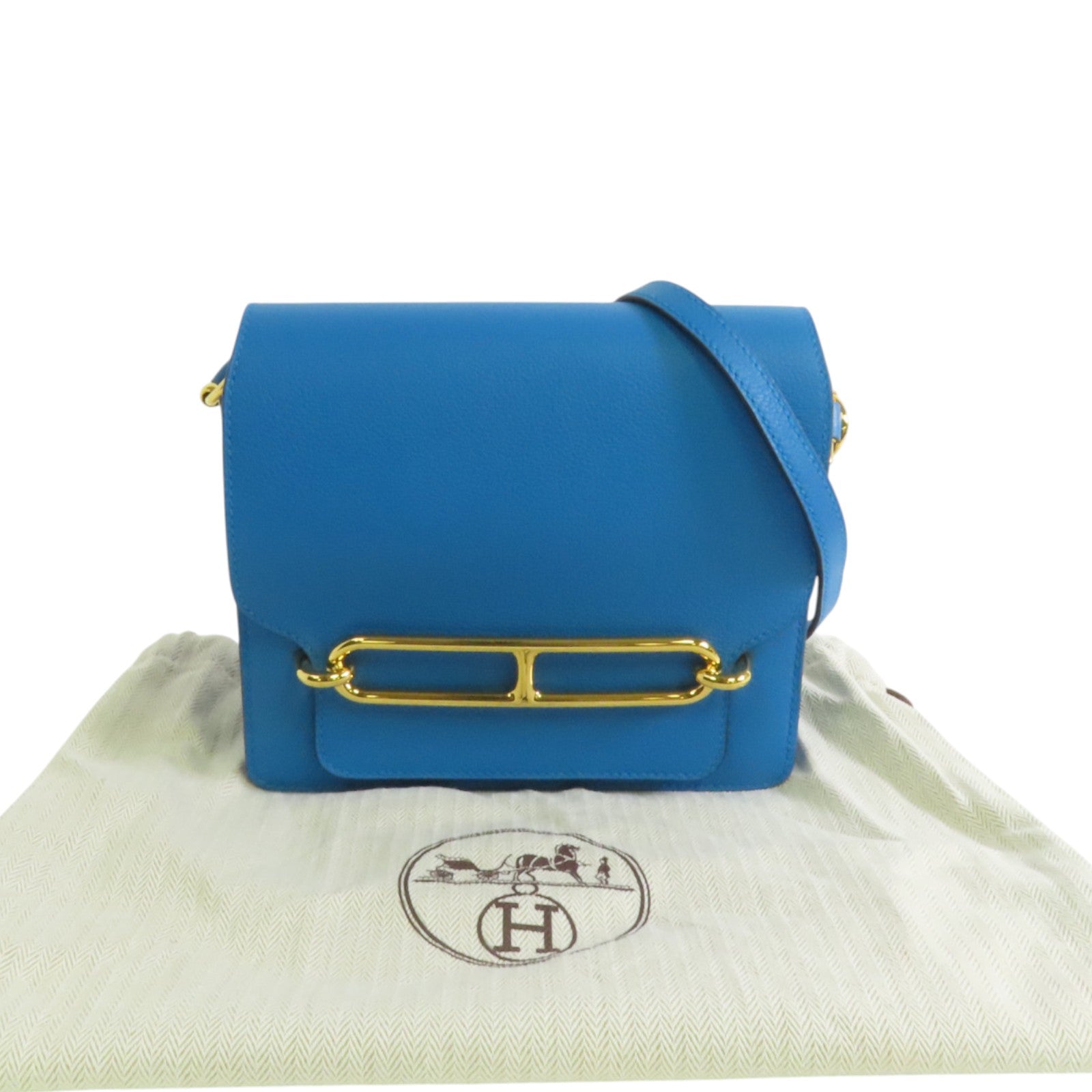 HERMES Evercolour皮革Roulis Mini金扣肩背袋