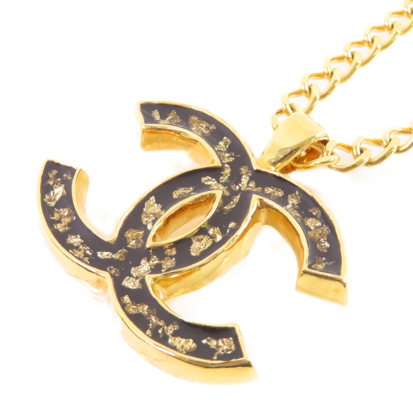 CHANEL 金屬CC Necklace金扣項鏈金色/黑色