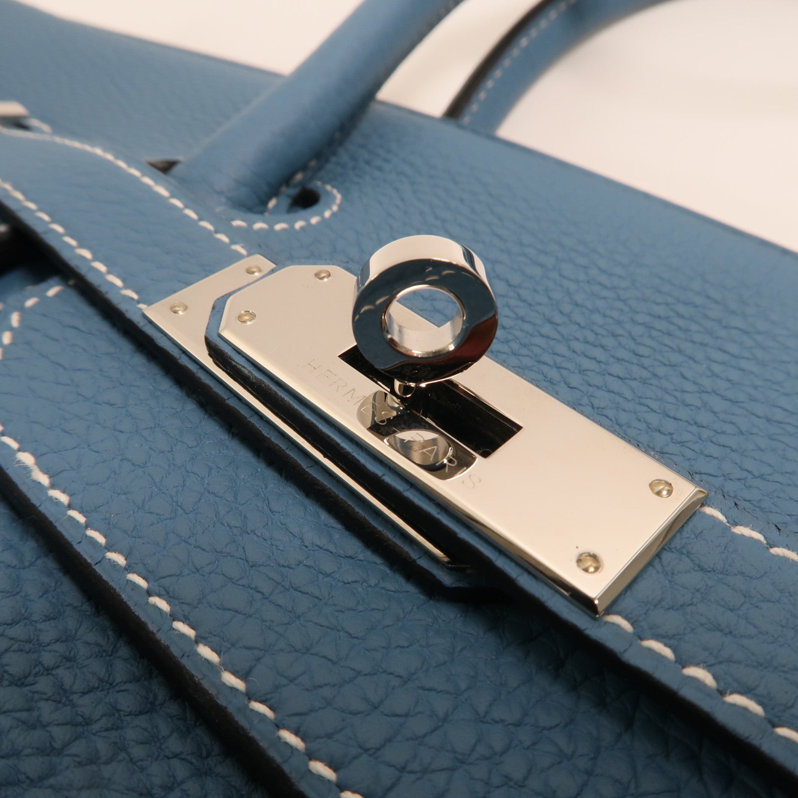 HERMES Togo皮革Birkin 35銀扣手挽袋Bleu Jean