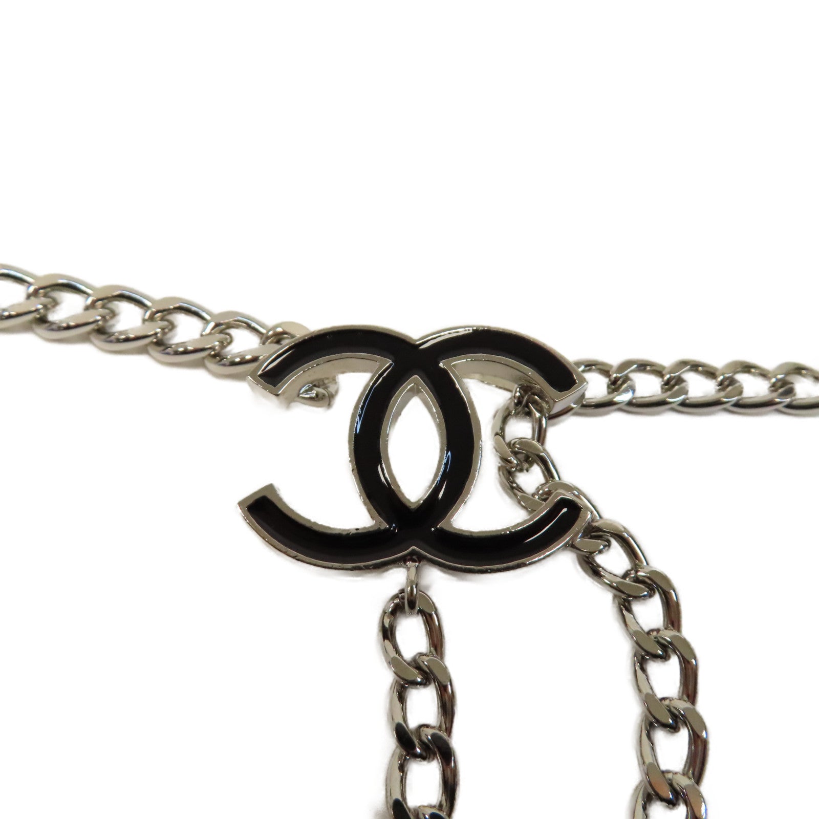 CHANEL 金屬Chain Belt腰帶銀色/黑色