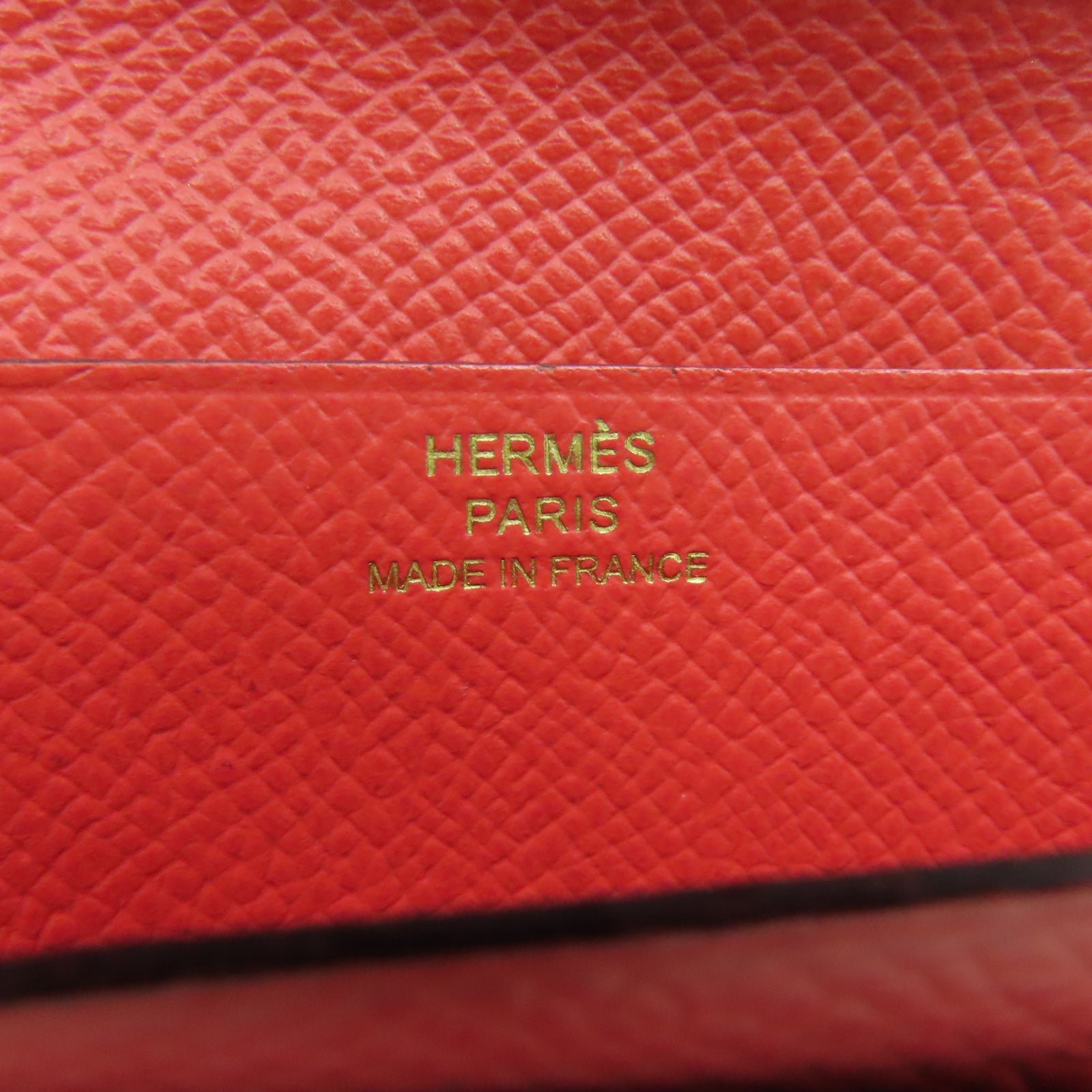 HERMES 【清倉大減價】Veau Epsom皮革Bearn Wallet金扣長錢包橙色