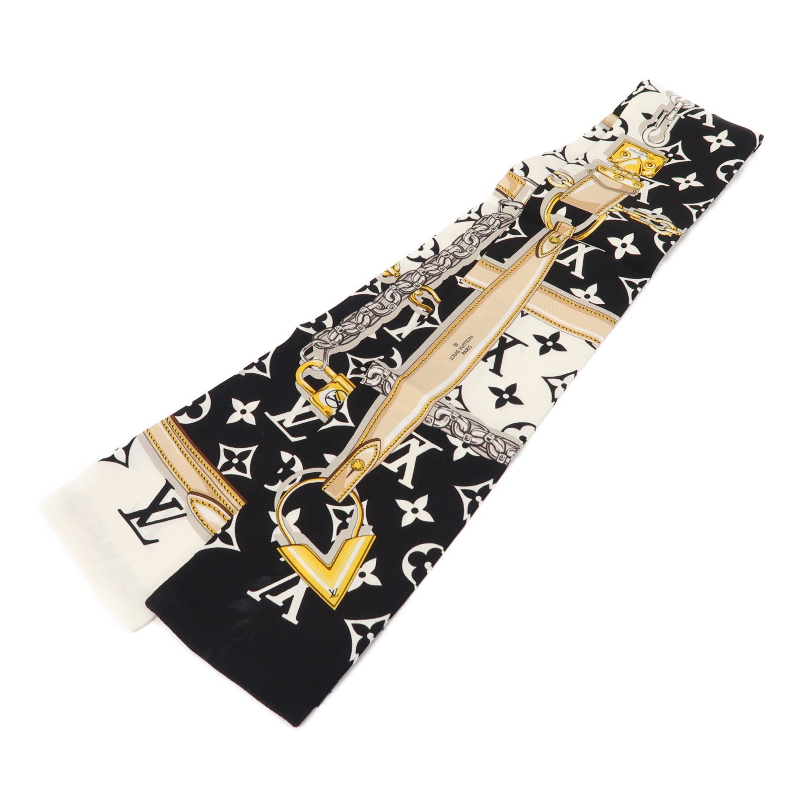 LOUIS VUITTON 絲質Scarf絲巾黑色/白色