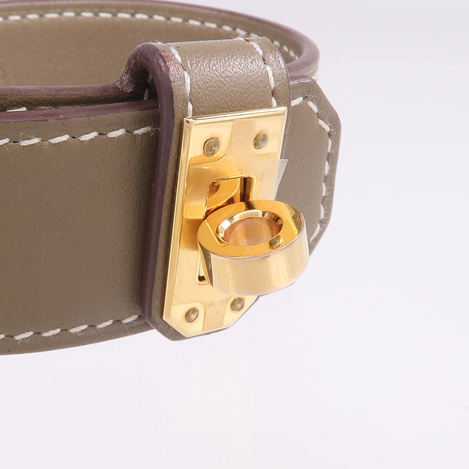 HERMES Swift皮革Kelly Twist金扣手帶Etoupe
