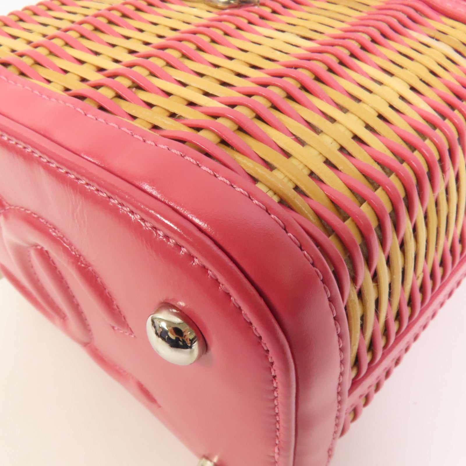 CHANEL Wicker Vanity銀扣鏈帶手挽肩背兩用袋