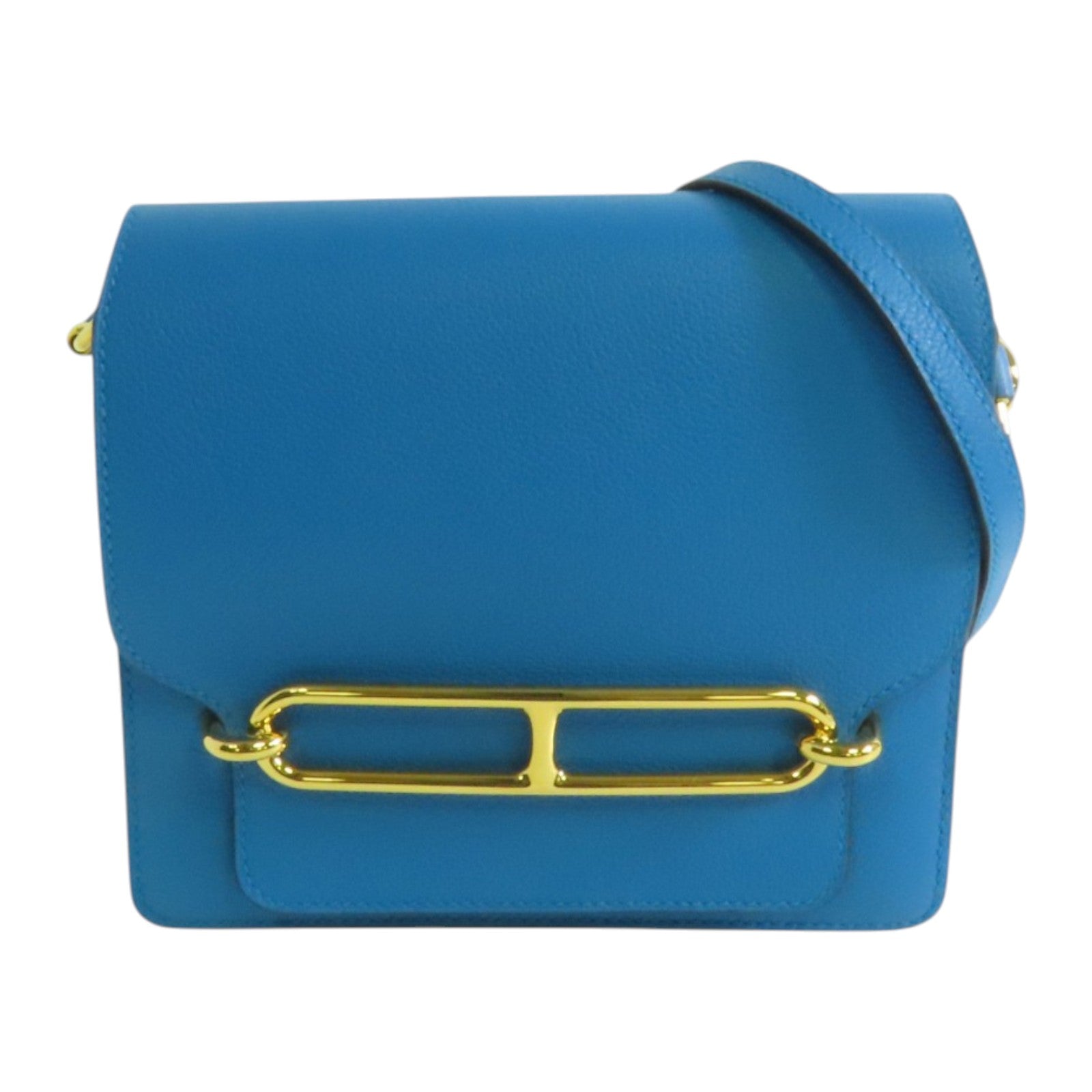 HERMES Evercolour皮革Roulis Mini金扣肩背袋