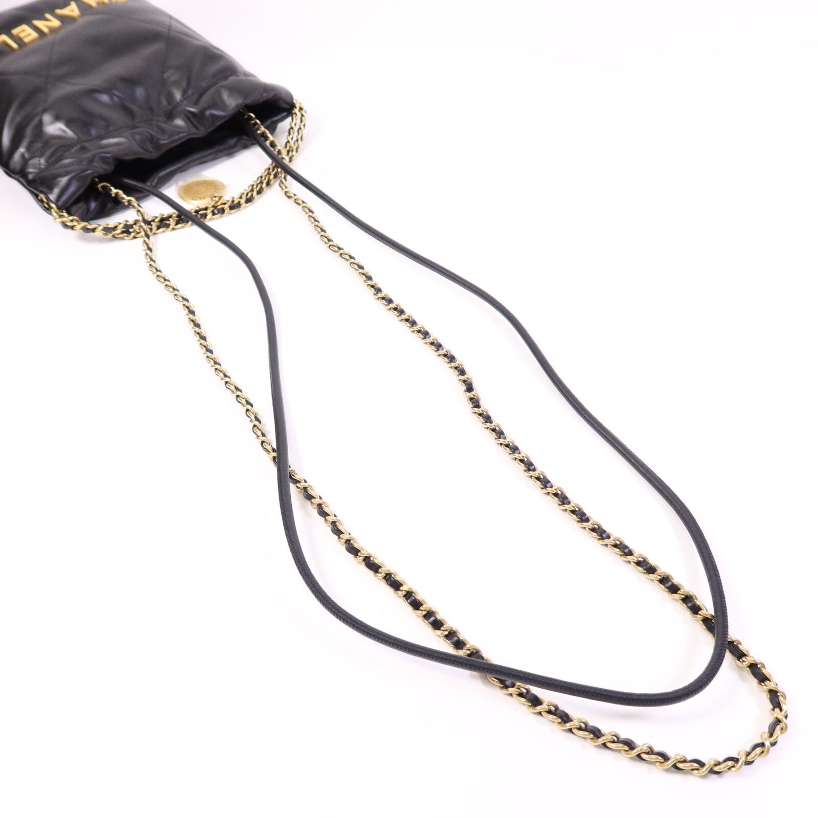 CHANEL 牛皮皮革Mini 22金扣鏈帶肩背袋