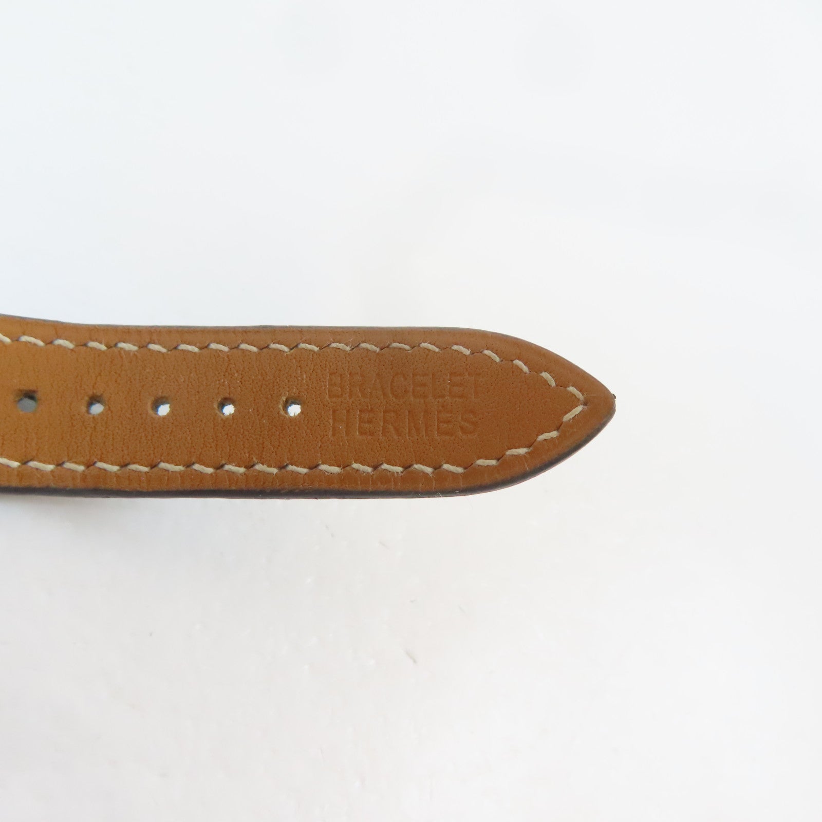 HERMES H Watch不鏽鋼/皮革手錶石英機芯白色#16.25cm