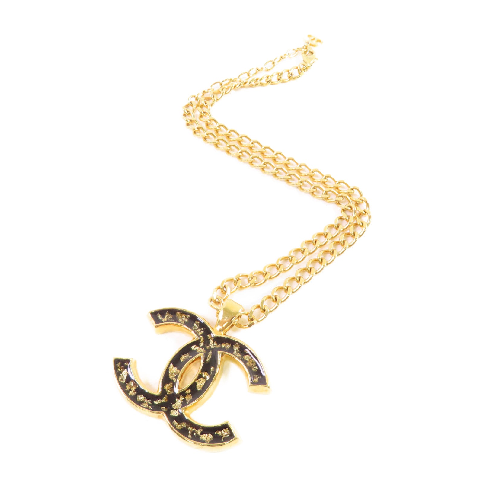 CHANEL 金屬CC Necklace金扣項鏈金色/黑色
