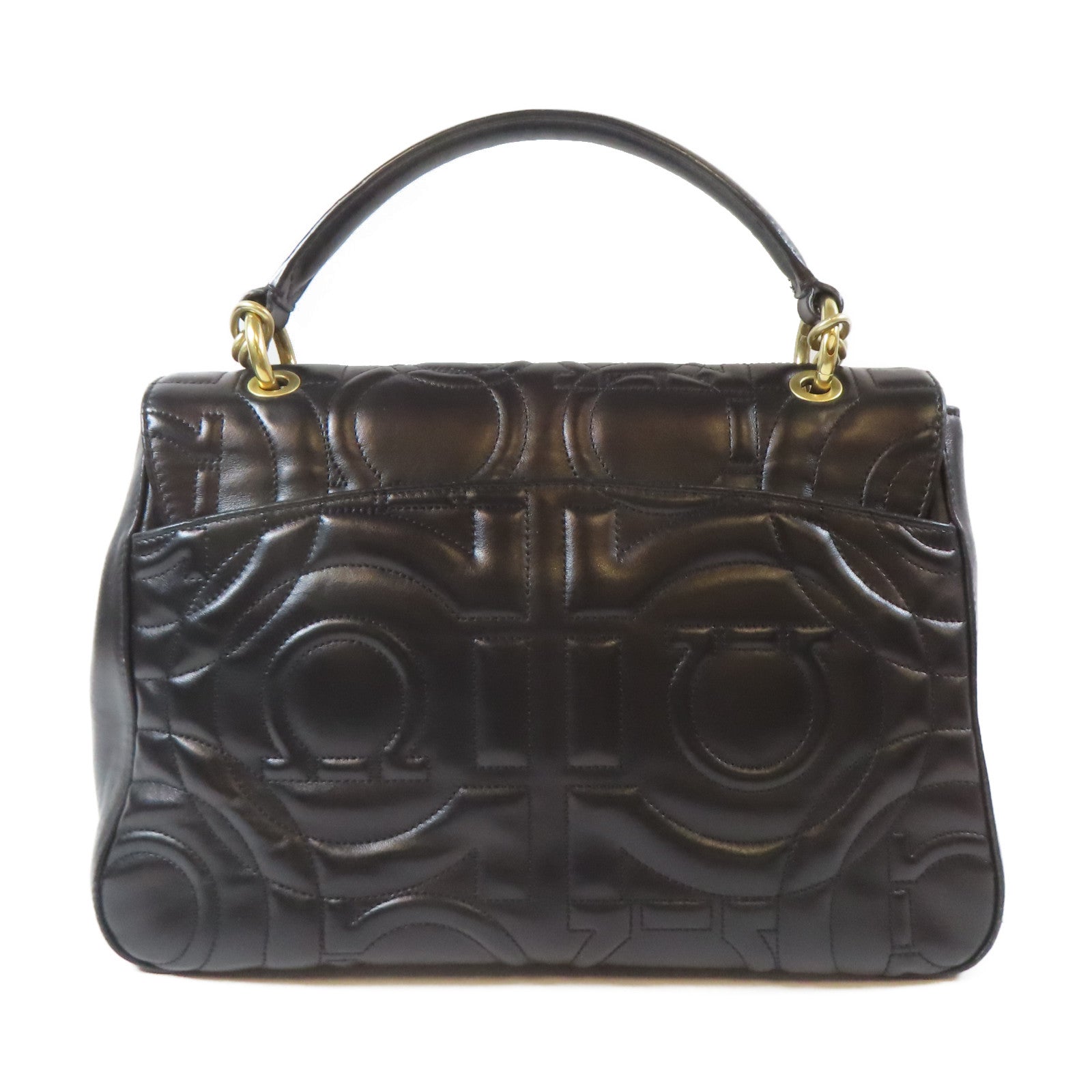 Salvatore Ferragamo 牛皮皮革2 Way Chain Shoulder Bag金扣鏈帶手挽肩背兩用袋黑色