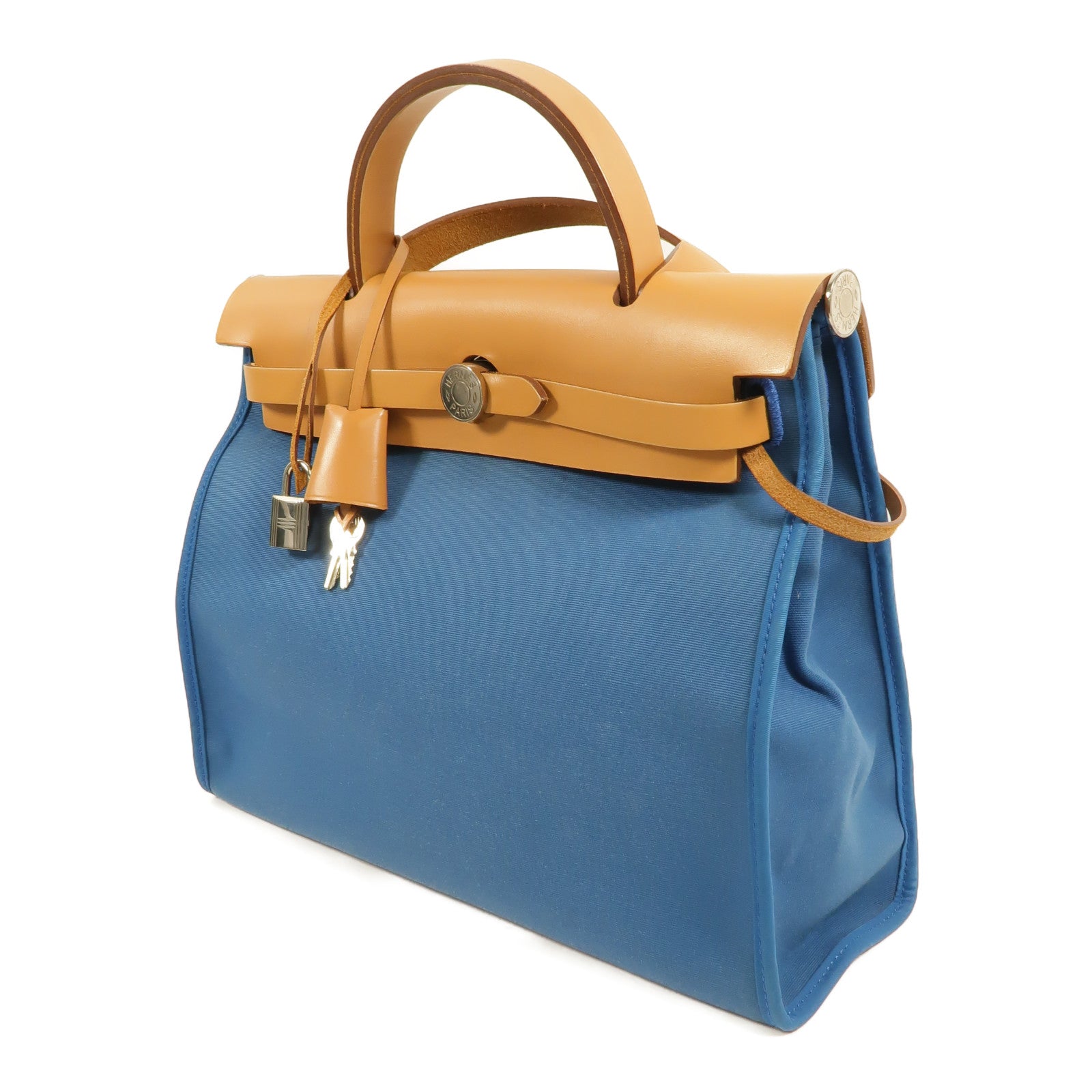 HERMES 帆布Herbag PM手挽肩背兩用袋Bleu Izmir
