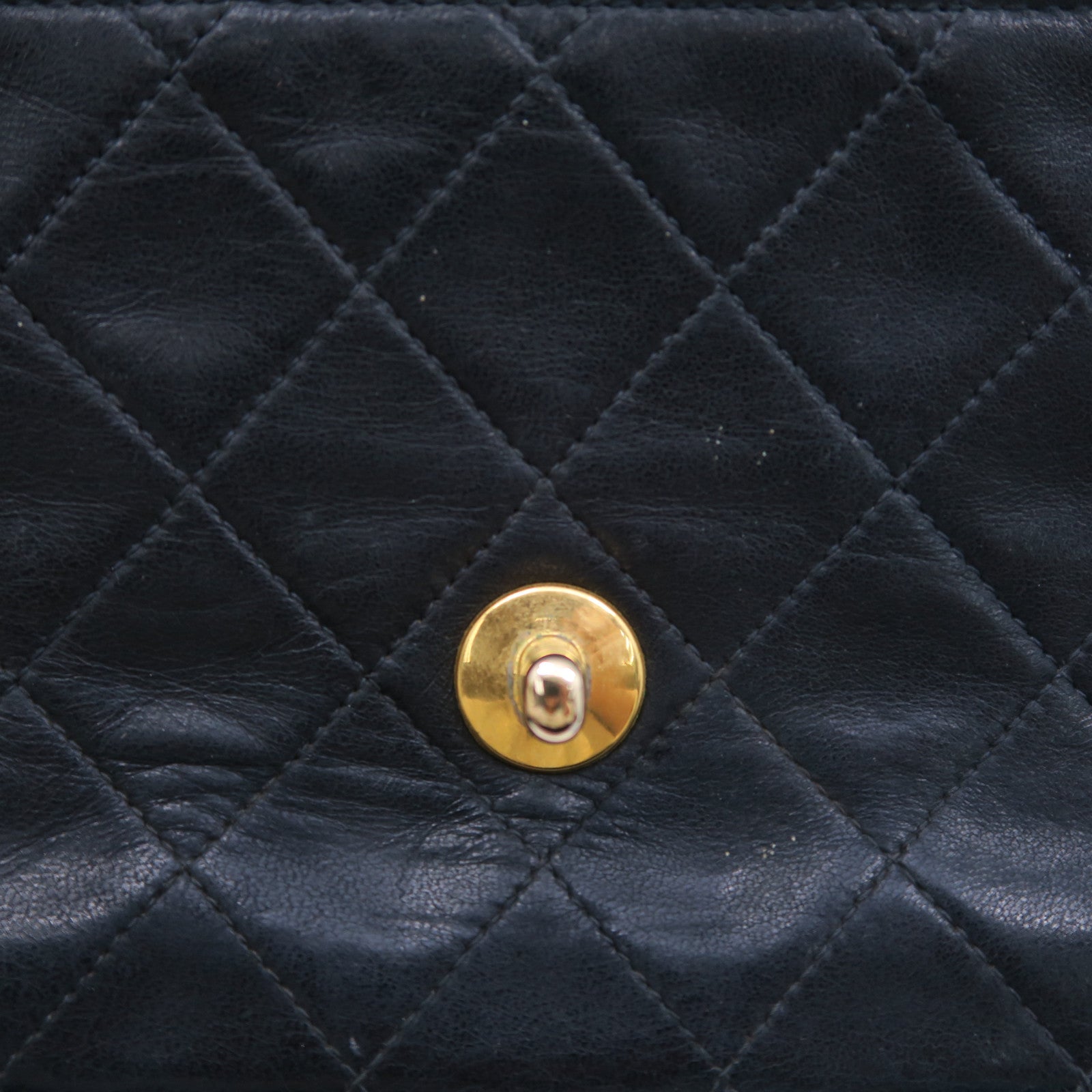 CHANEL 菱格羊皮皮革Chain Shoulder Bag金扣肩背袋黑色
