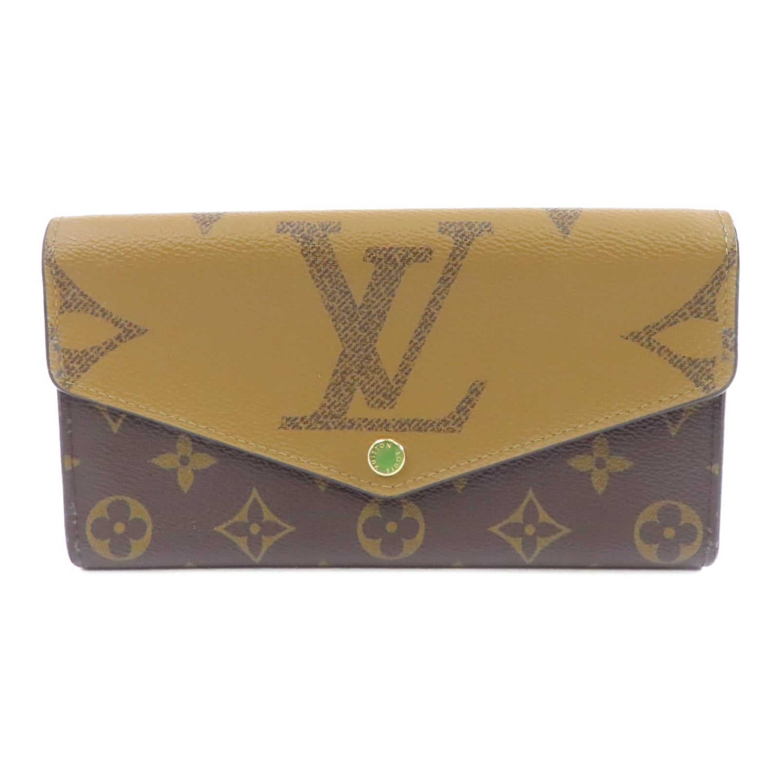 LOUIS VUITTON Monogram Giant Reverse Sarah Wallet金扣長錢包棕色