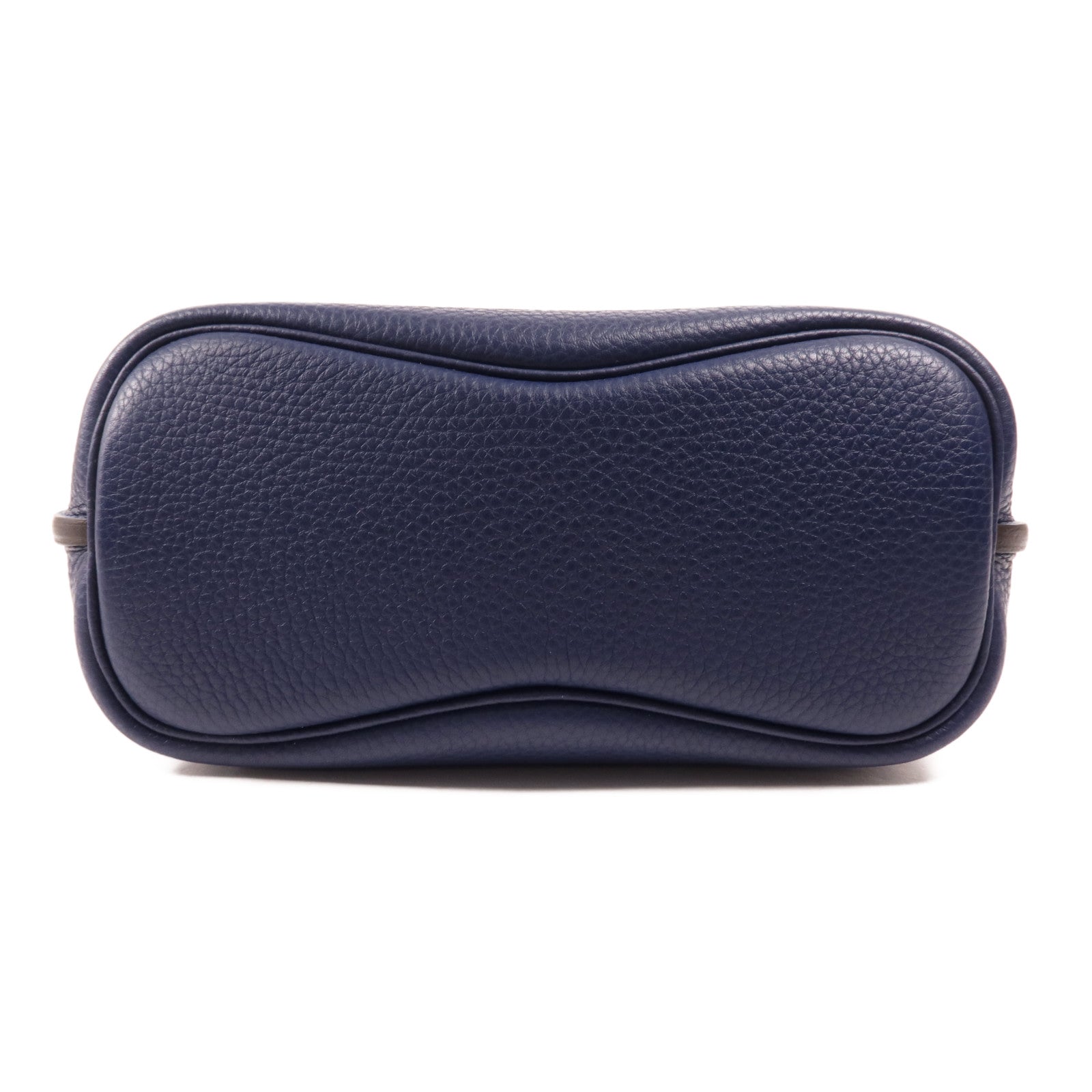 HERMES Clemence皮革So Kelly 22銀扣肩背袋Bleu Saphir