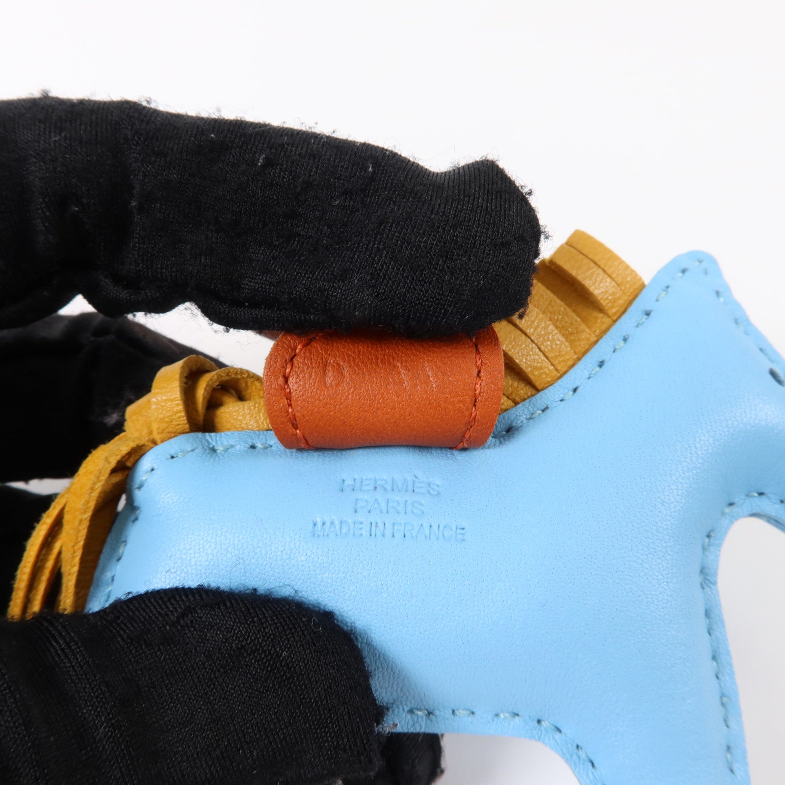 HERMES Milo皮革Rodeo PM掛飾Celeste/Cornaline/Jaune De Naples
