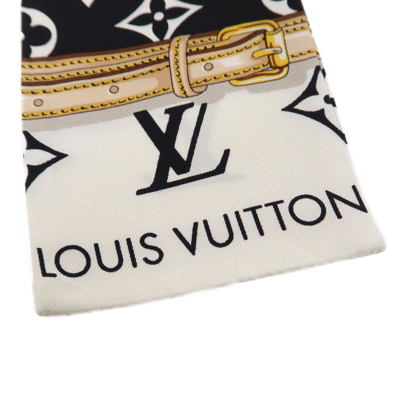 LOUIS VUITTON 絲質Scarf絲巾黑色/白色
