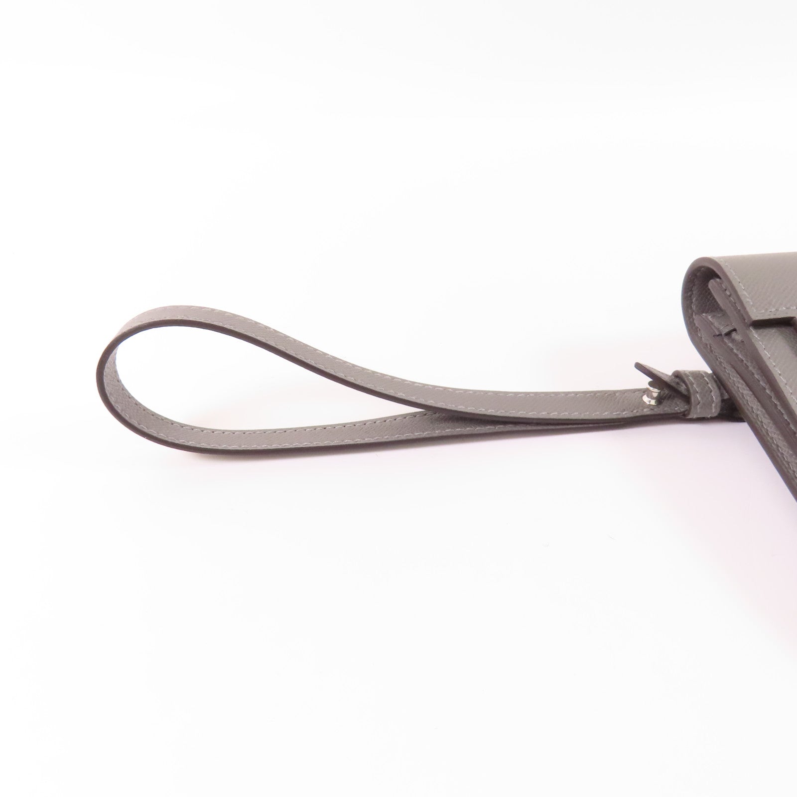 HERMES Madame皮革Kelly Pocket Long Wallet銀扣長錢包Gris Meyer