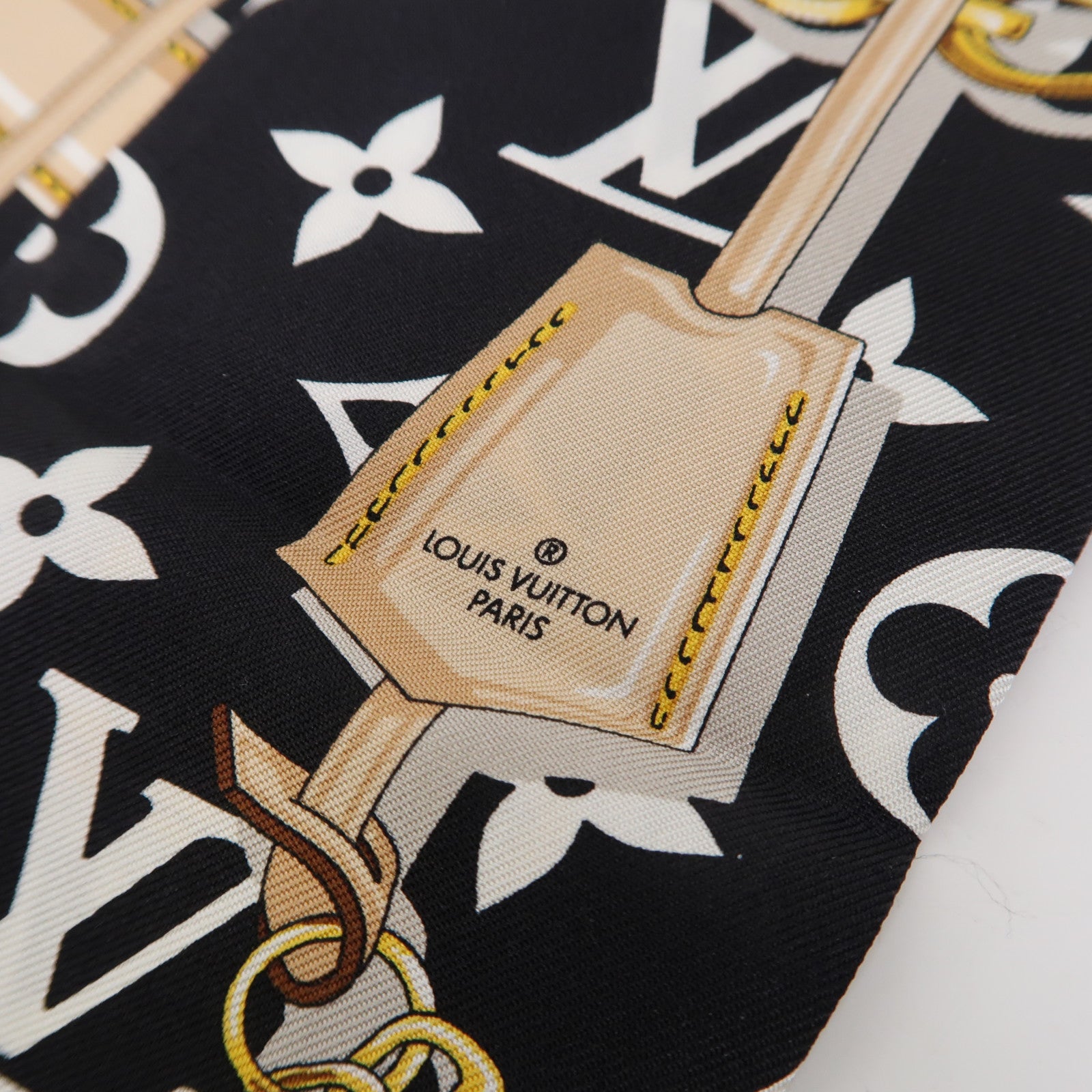 LOUIS VUITTON 絲質Scarf絲巾黑色/白色