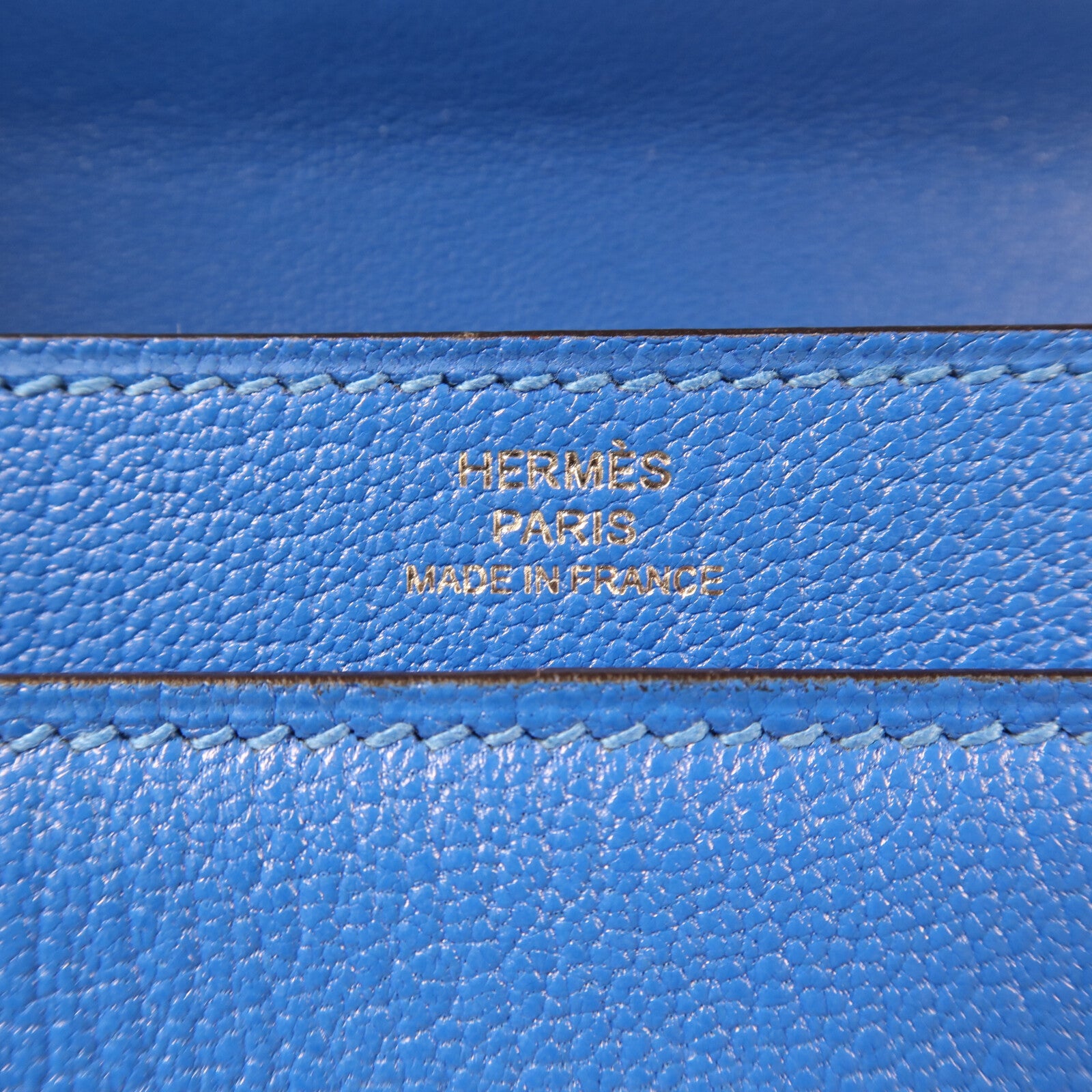 HERMES Chevre皮革Verrou Mini銀扣鏈帶肩背袋Blue Hydra