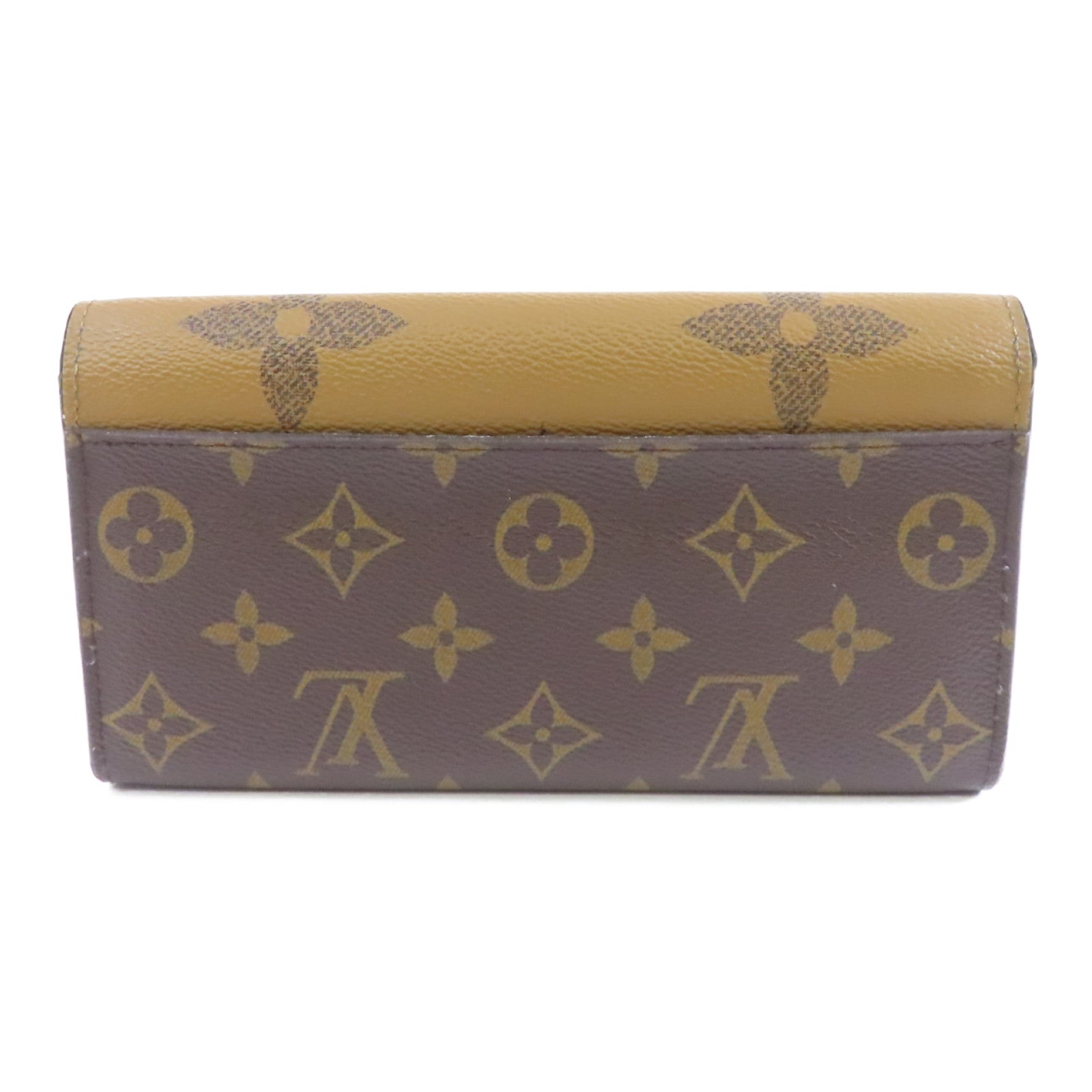 LOUIS VUITTON Monogram Giant Reverse Sarah Wallet金扣長錢包棕色