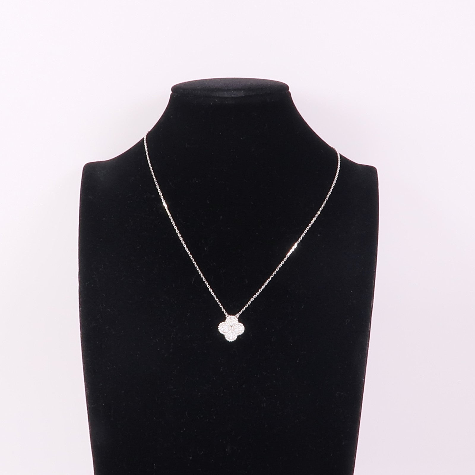 Van Cleef & Arpels 18K白金Vintage Alhambra Diamond Necklace鑽石項鍊