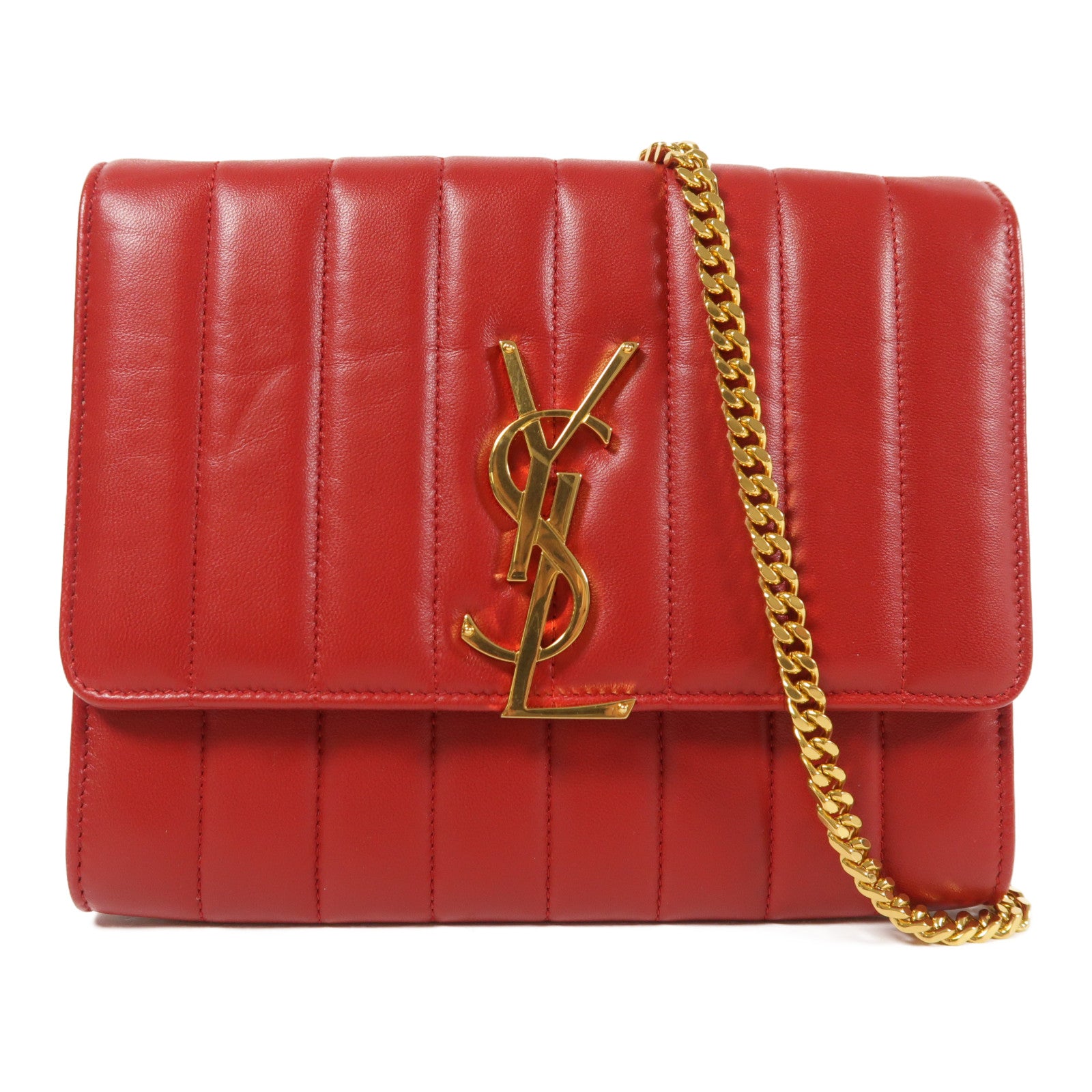 SAINT LAURENT 牛皮皮革Chain Shoulder金扣鏈帶肩背袋