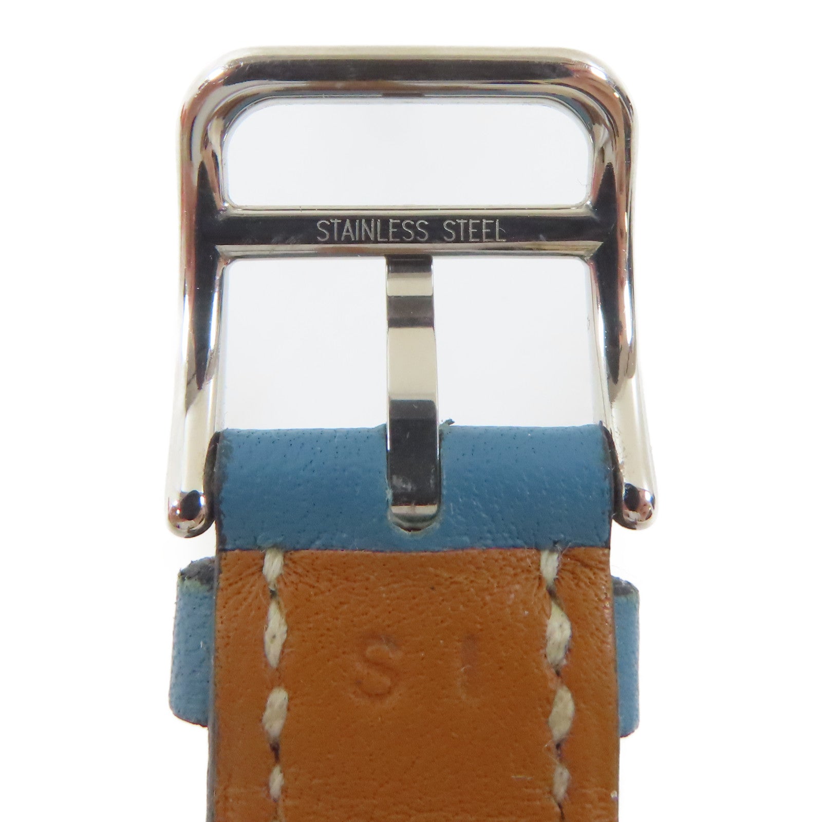 HERMES H Watch不鏽鋼/皮革手錶石英機芯白色#16.25cm