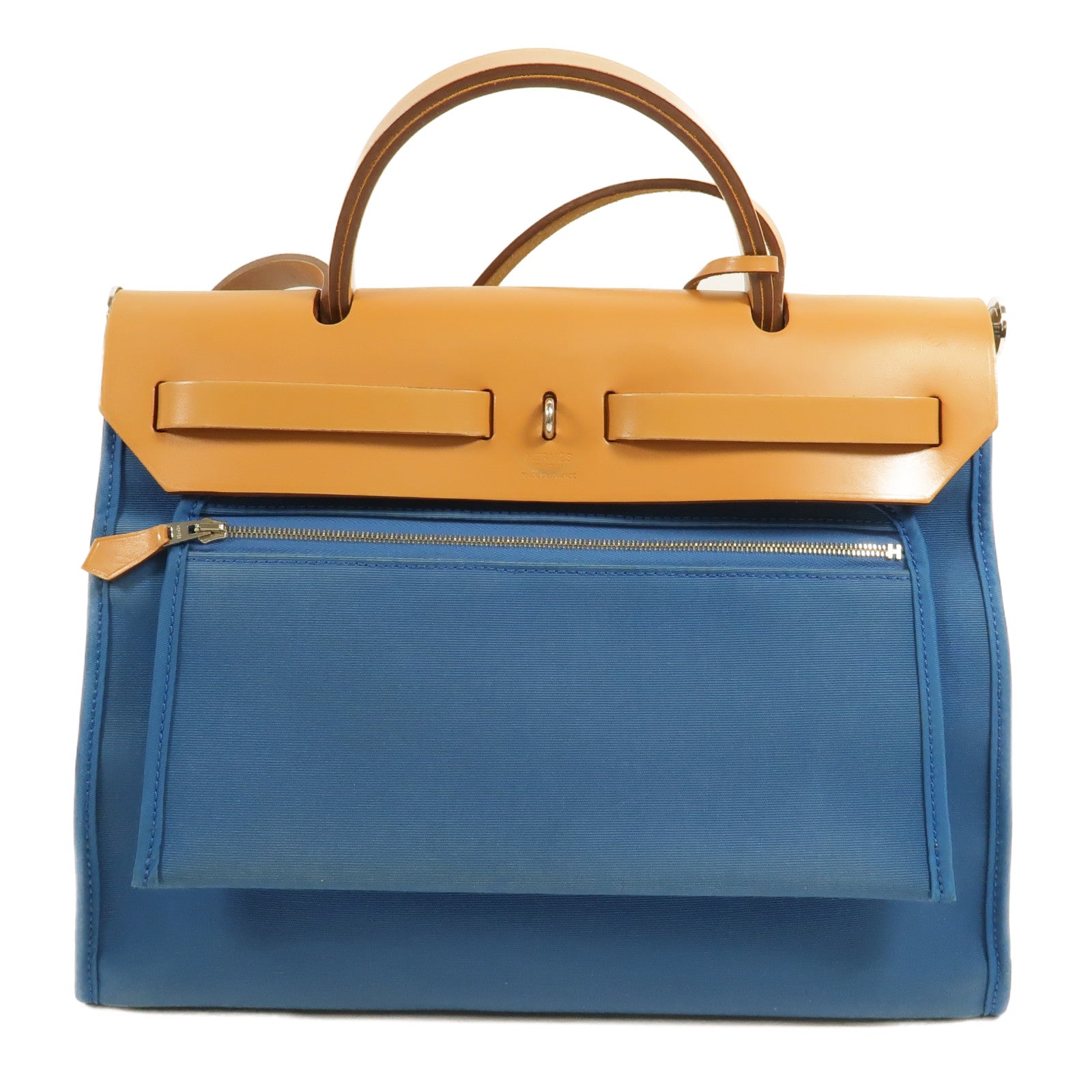 HERMES 帆布Herbag PM手挽肩背兩用袋Bleu Izmir