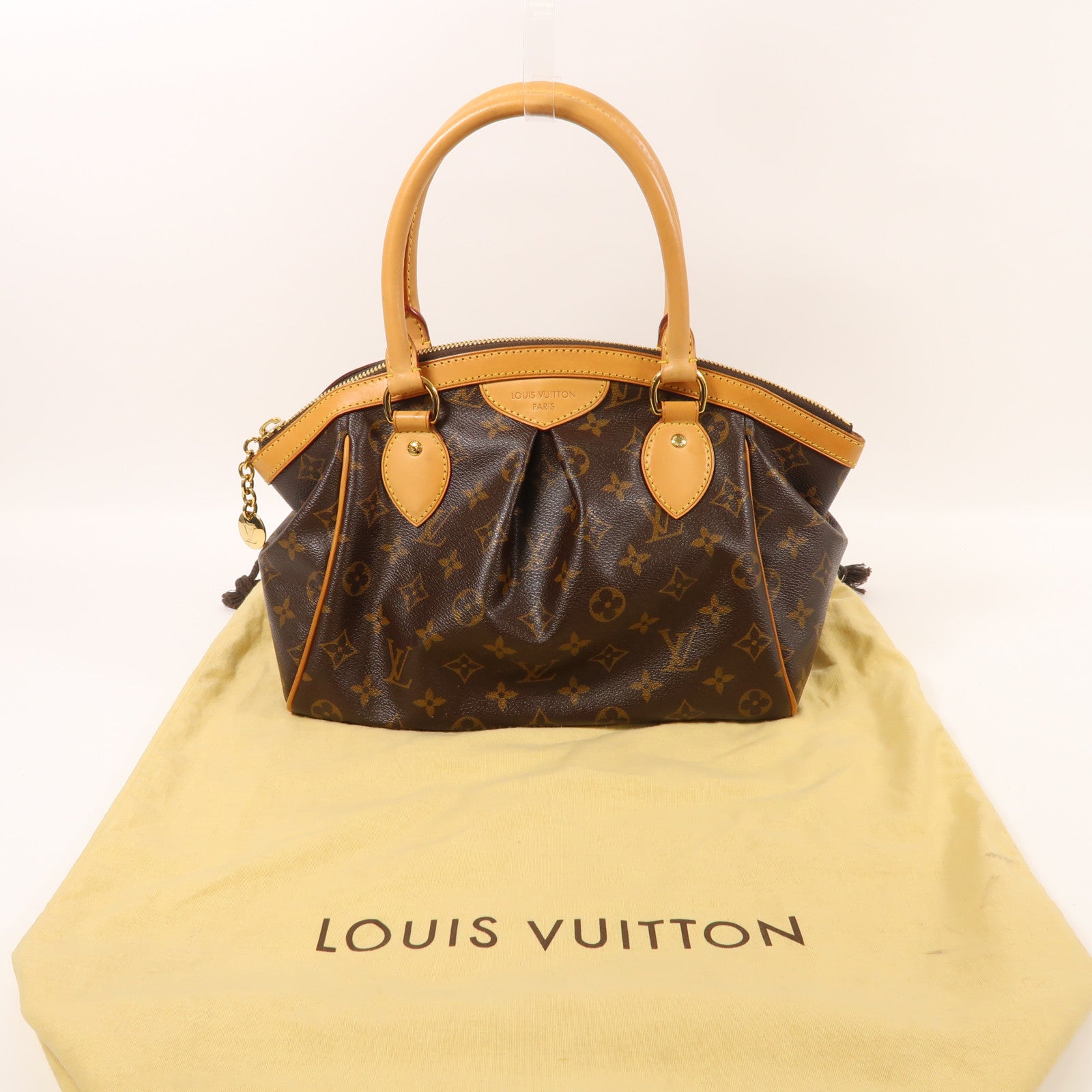 LOUIS VUITTON Monogram Tivoli PM金扣手挽袋棕色
