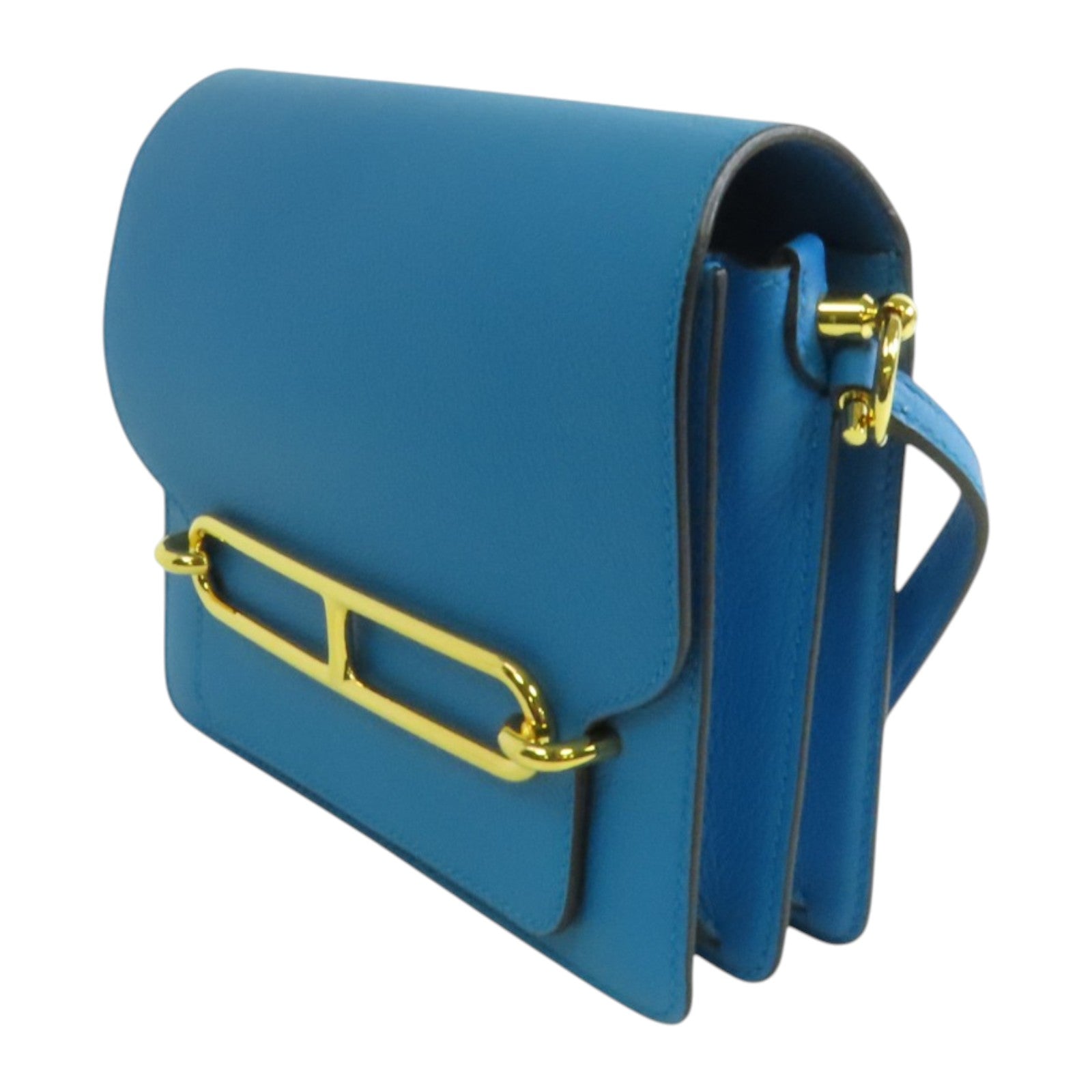 HERMES Evercolour皮革Roulis Mini金扣肩背袋