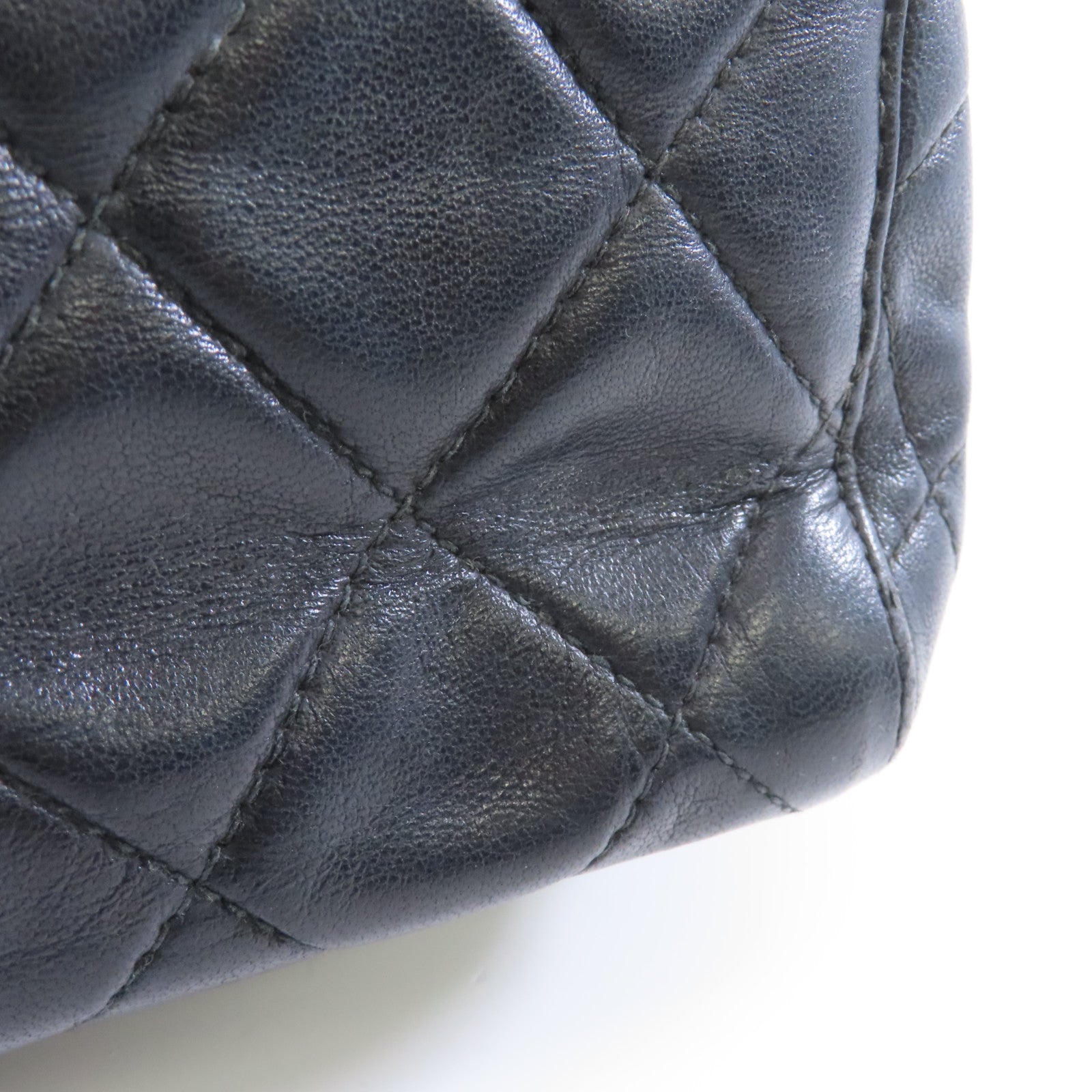 CHANEL 菱格羊皮皮革Chain Shoulder金扣鏈帶肩背袋黑色