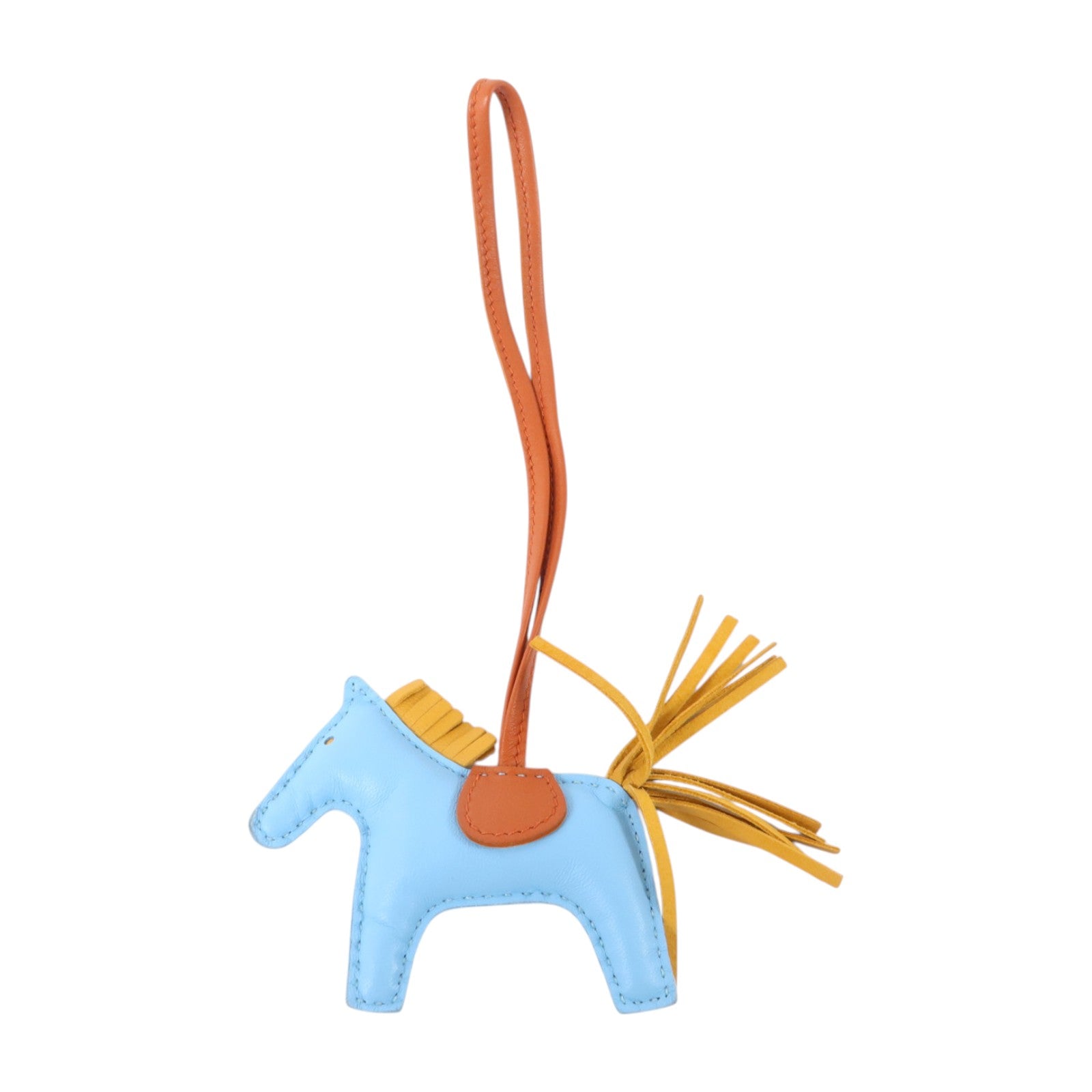 HERMES Milo皮革Rodeo PM掛飾Celeste/Cornaline/Jaune De Naples