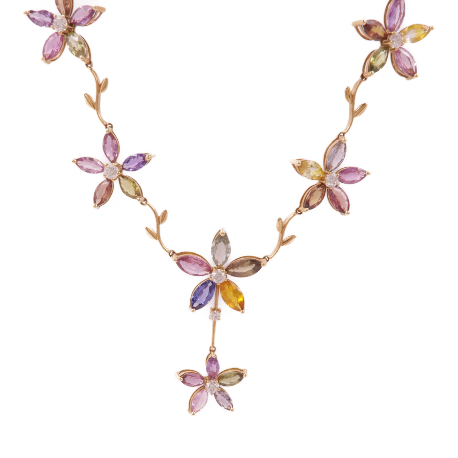 JEWELRY 18K玫瑰金Diamond Color Stone Necklace鑽石項鍊