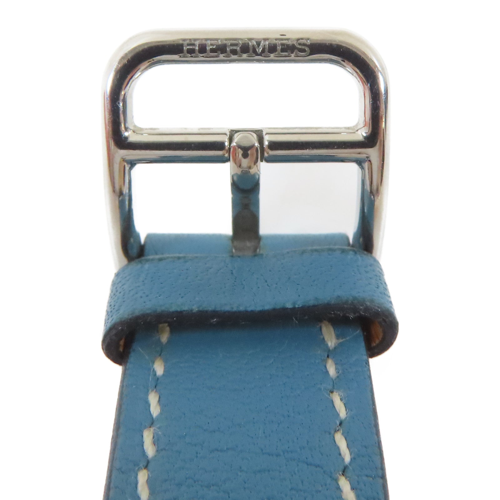 HERMES H Watch不鏽鋼/皮革手錶石英機芯白色#16.25cm