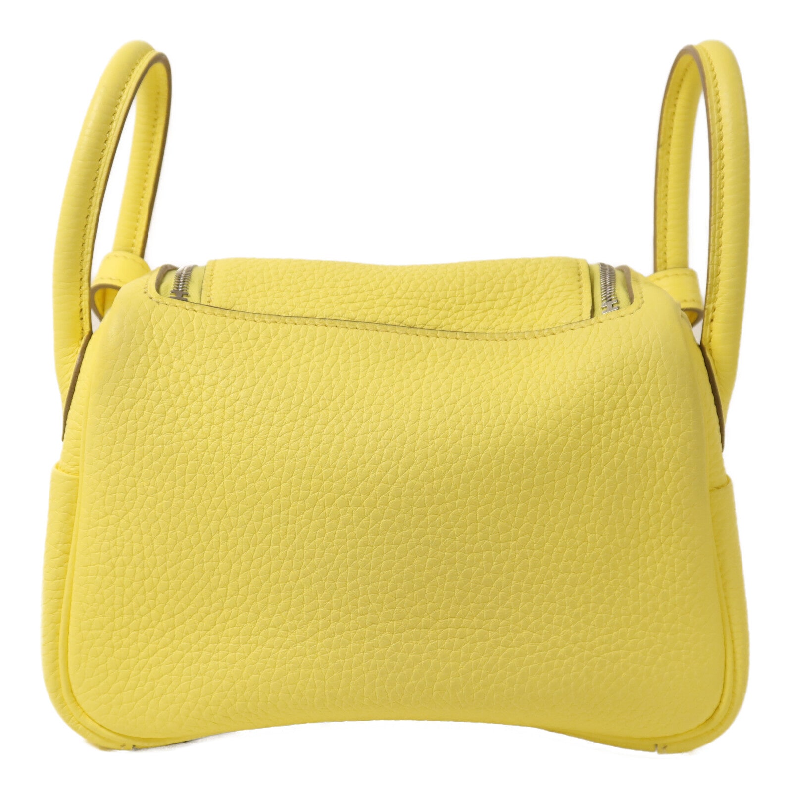 HERMES Clemence皮革Mini Lindy銀扣手挽肩背兩用袋Lime
