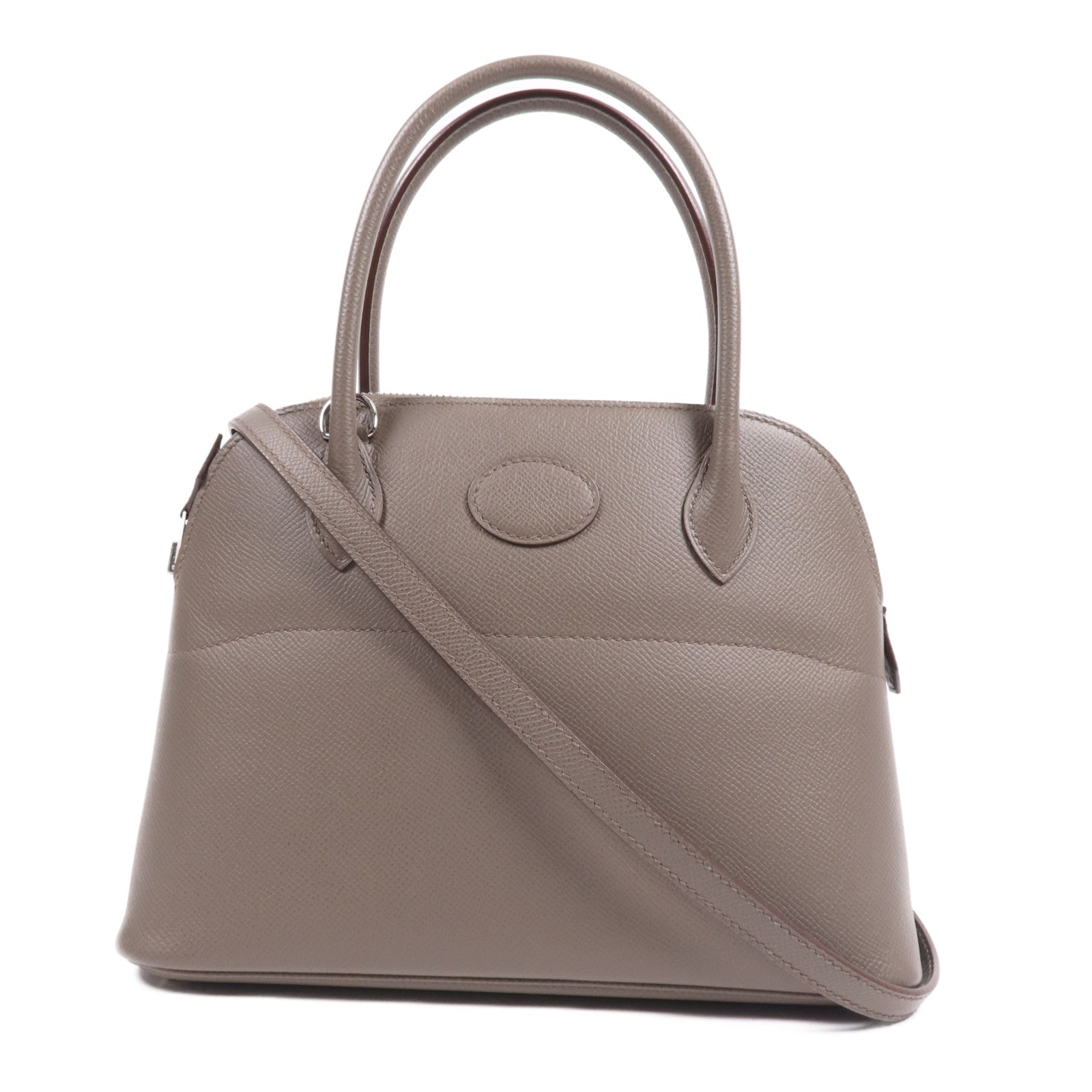 HERMES Epsom皮革Bolide 27銀扣手挽肩背兩用袋Etain
