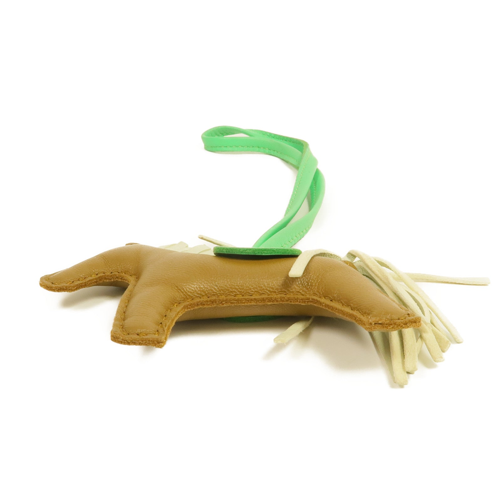 HERMES Milo皮革Rodeo PM掛飾Kraft/Vert Comics