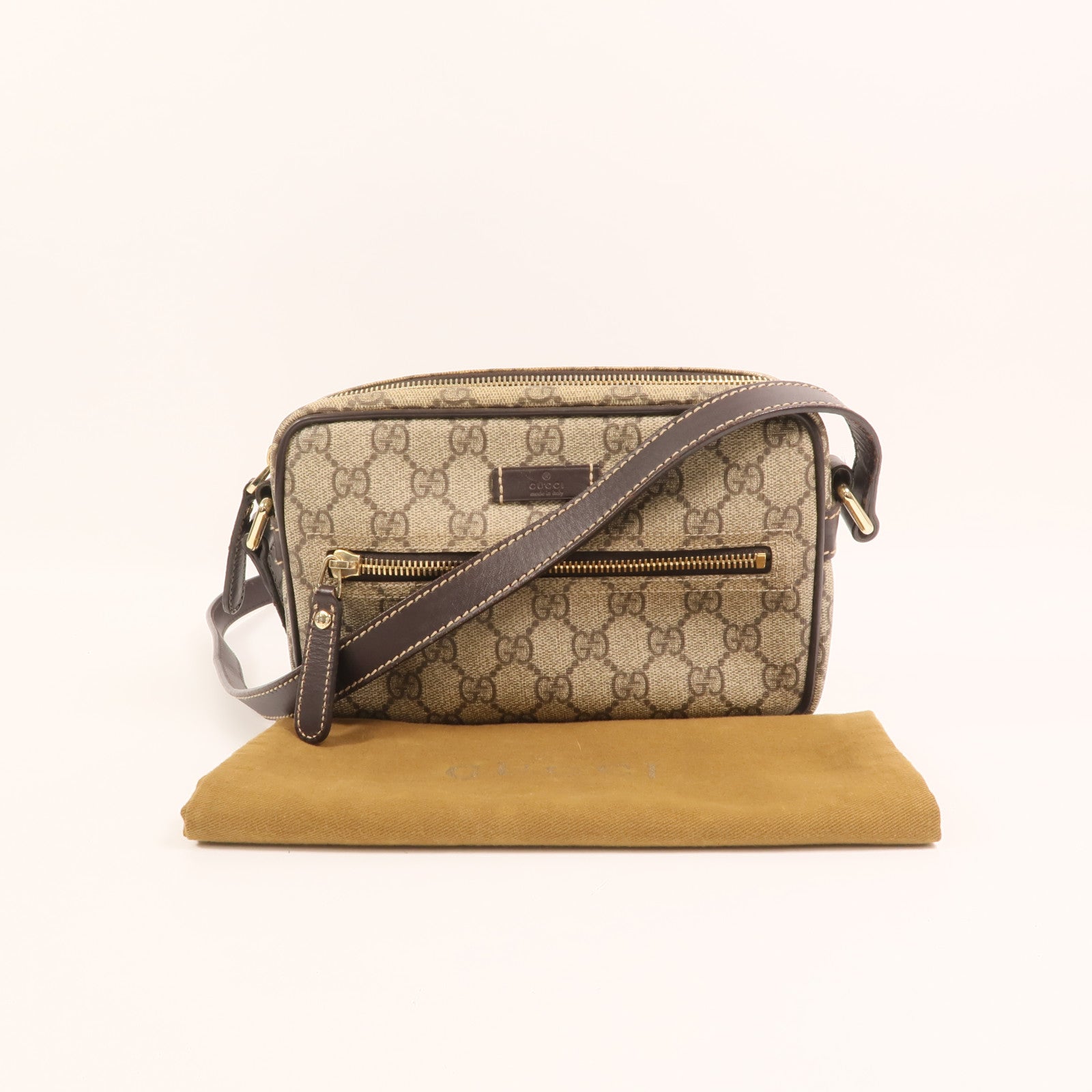 GUCCI GG帆布Shoulder Bag金扣肩背袋
