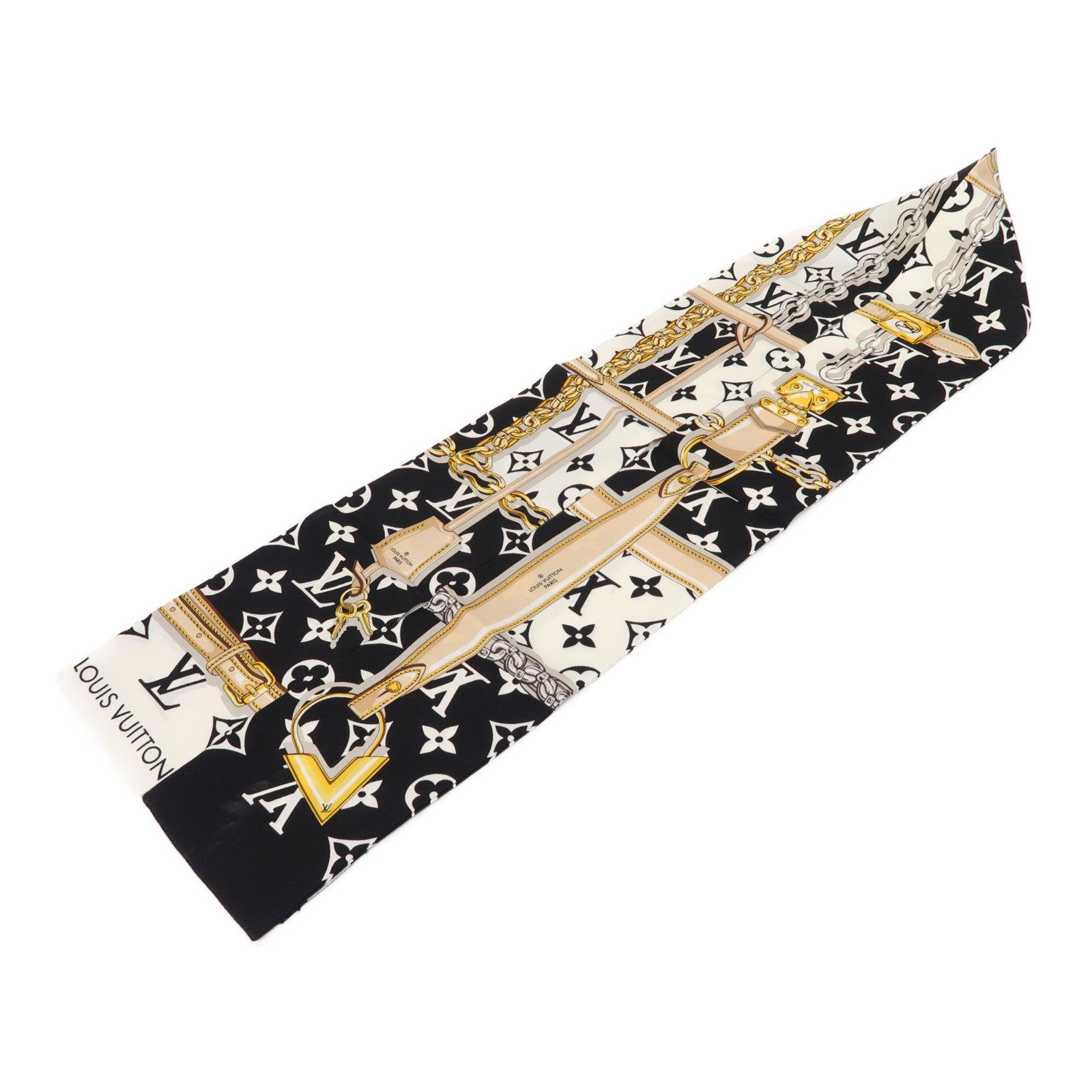 LOUIS VUITTON 絲質Scarf絲巾黑色/白色