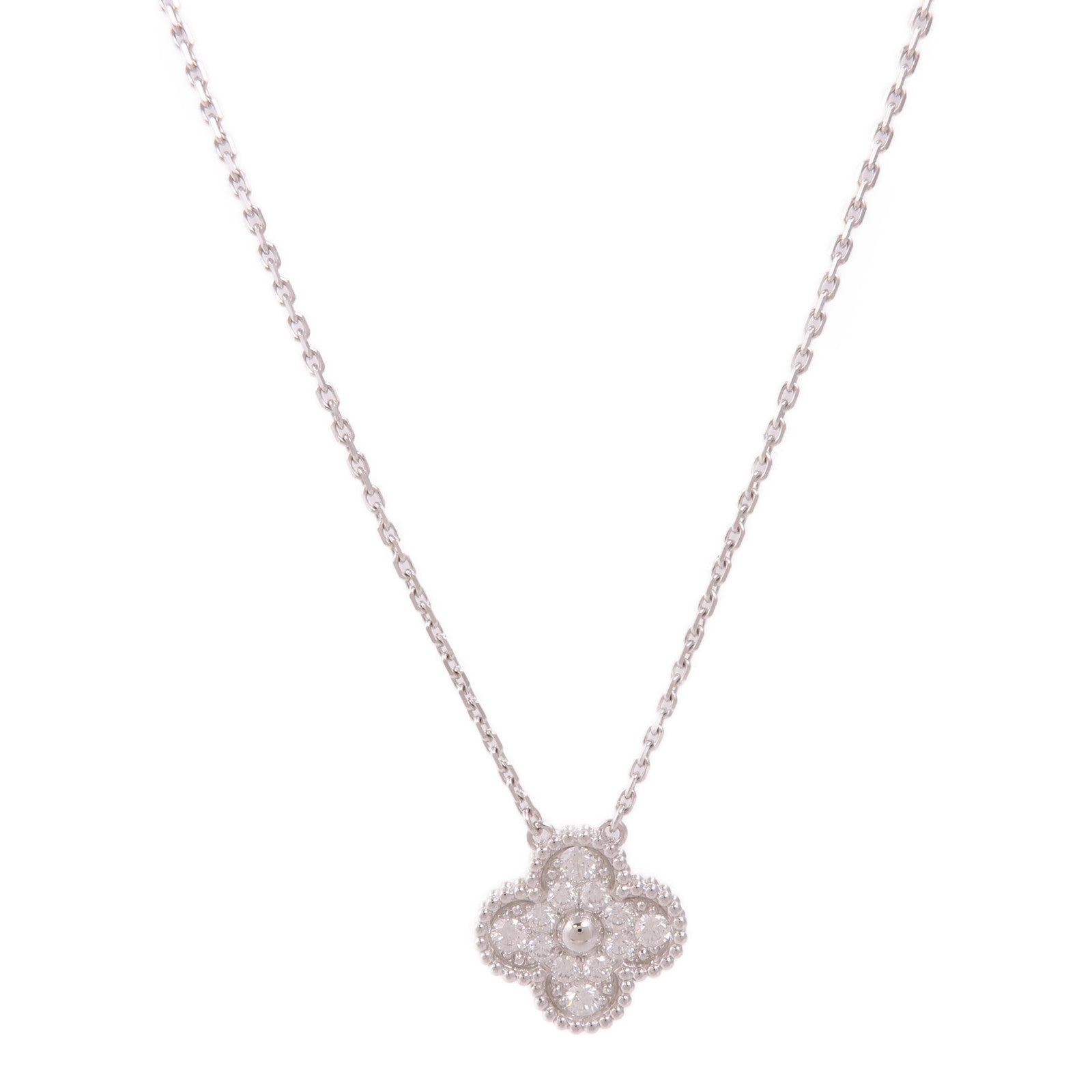 Van Cleef & Arpels 18K白金Vintage Alhambra Diamond Necklace鑽石項鍊
