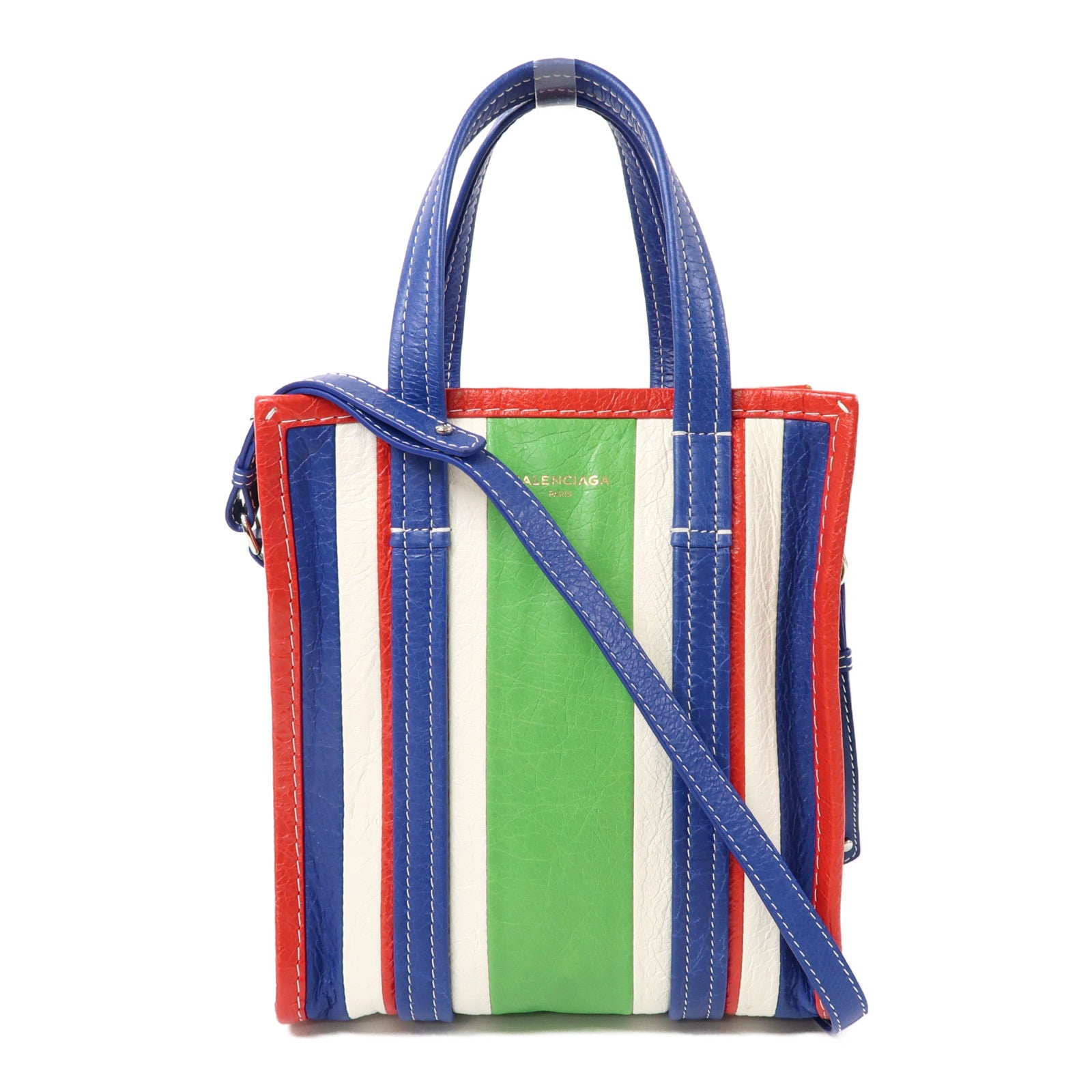 BALENCIAGA 【激減優惠】牛皮皮革Bazar Shopper XS Shoulder Bag銀扣手挽肩背兩用袋紅色/藍色/白色/綠色